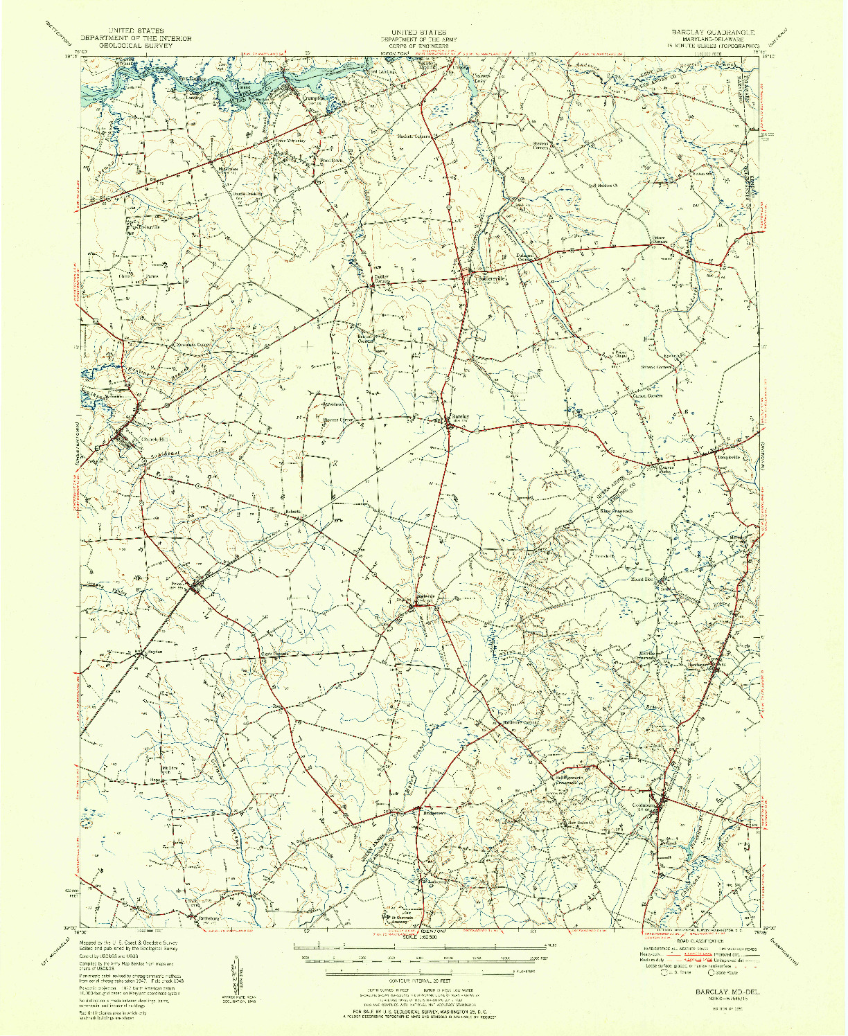 USGS 1:62500-SCALE QUADRANGLE FOR BARCLAY, MD 1951