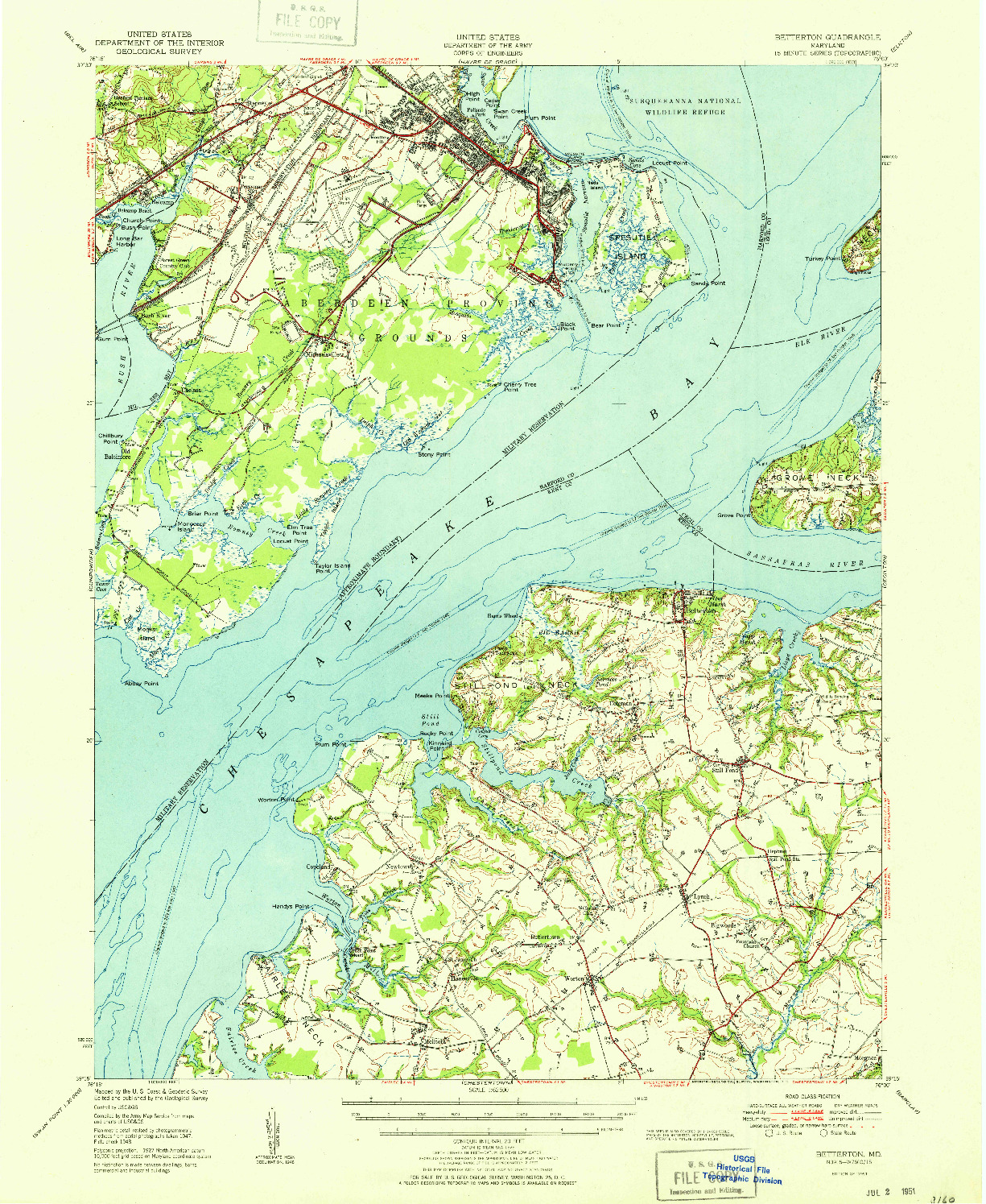 USGS 1:62500-SCALE QUADRANGLE FOR BETTERTON, MD 1951