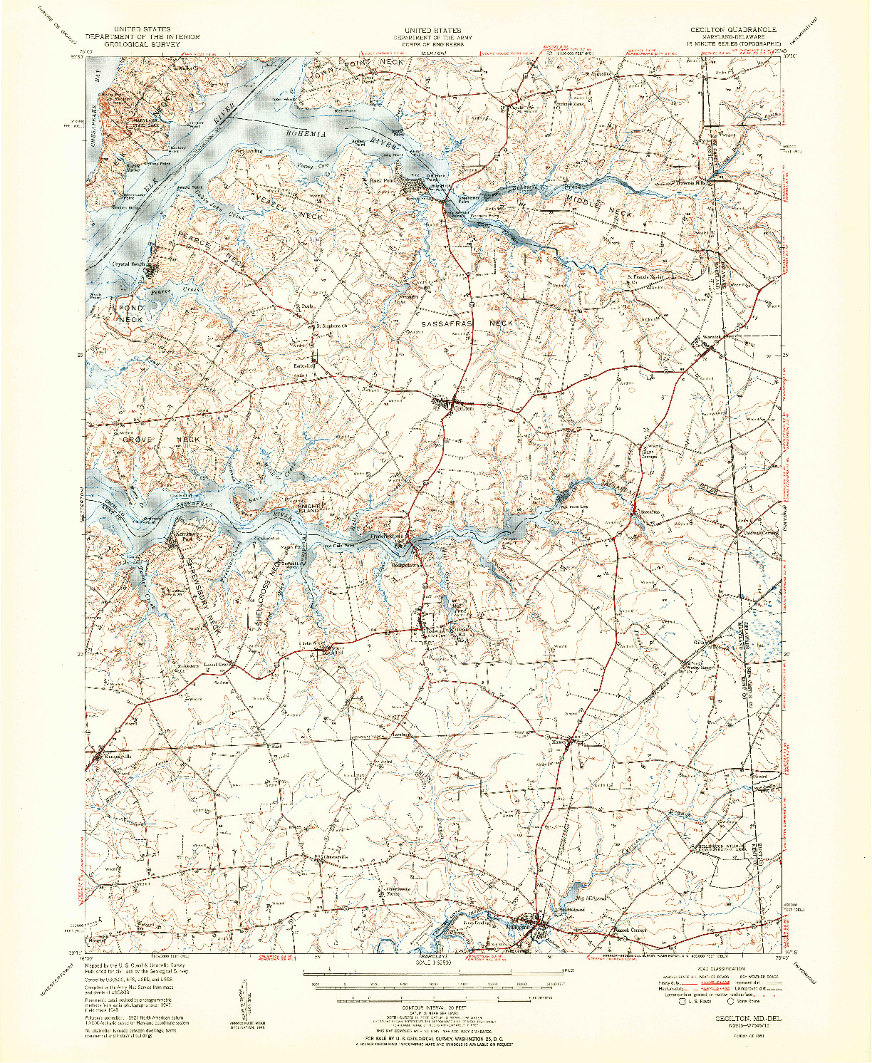 USGS 1:62500-SCALE QUADRANGLE FOR CECILTON, MD 1951