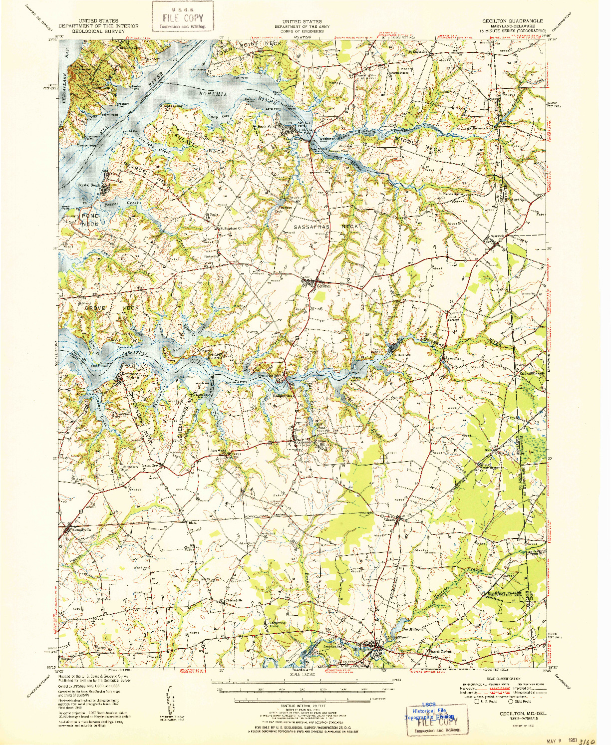 USGS 1:62500-SCALE QUADRANGLE FOR CECILTON, MD 1951
