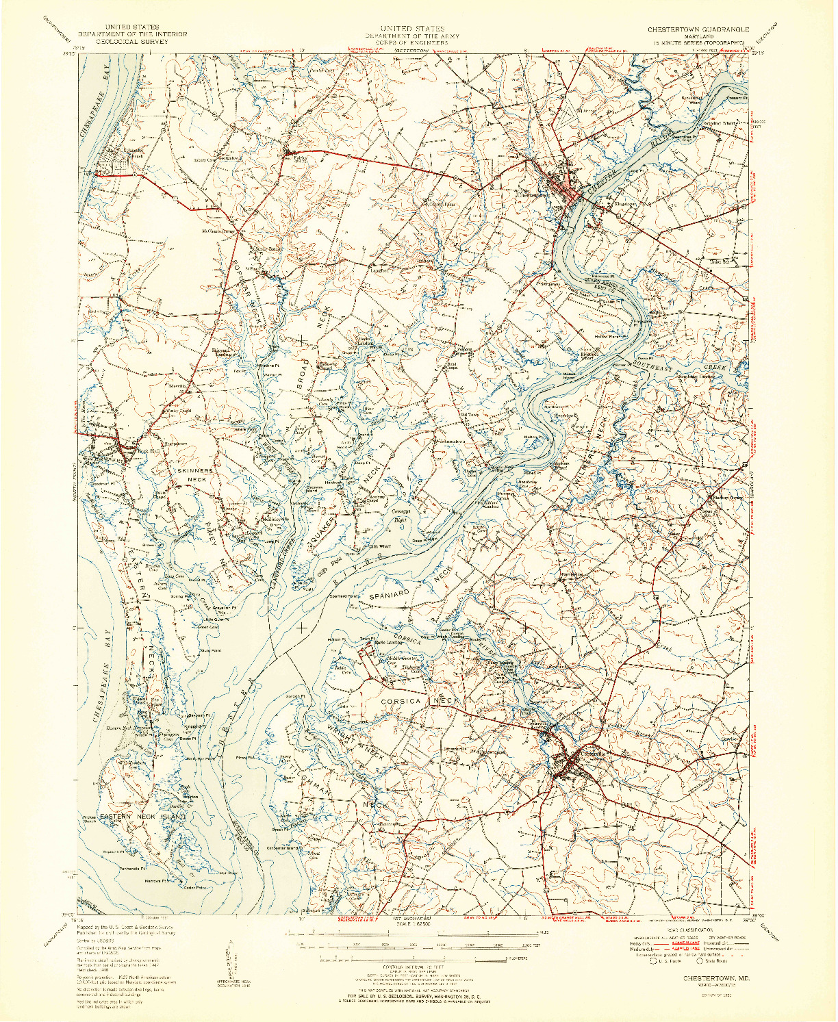 USGS 1:62500-SCALE QUADRANGLE FOR CHESTERTOWN, MD 1951