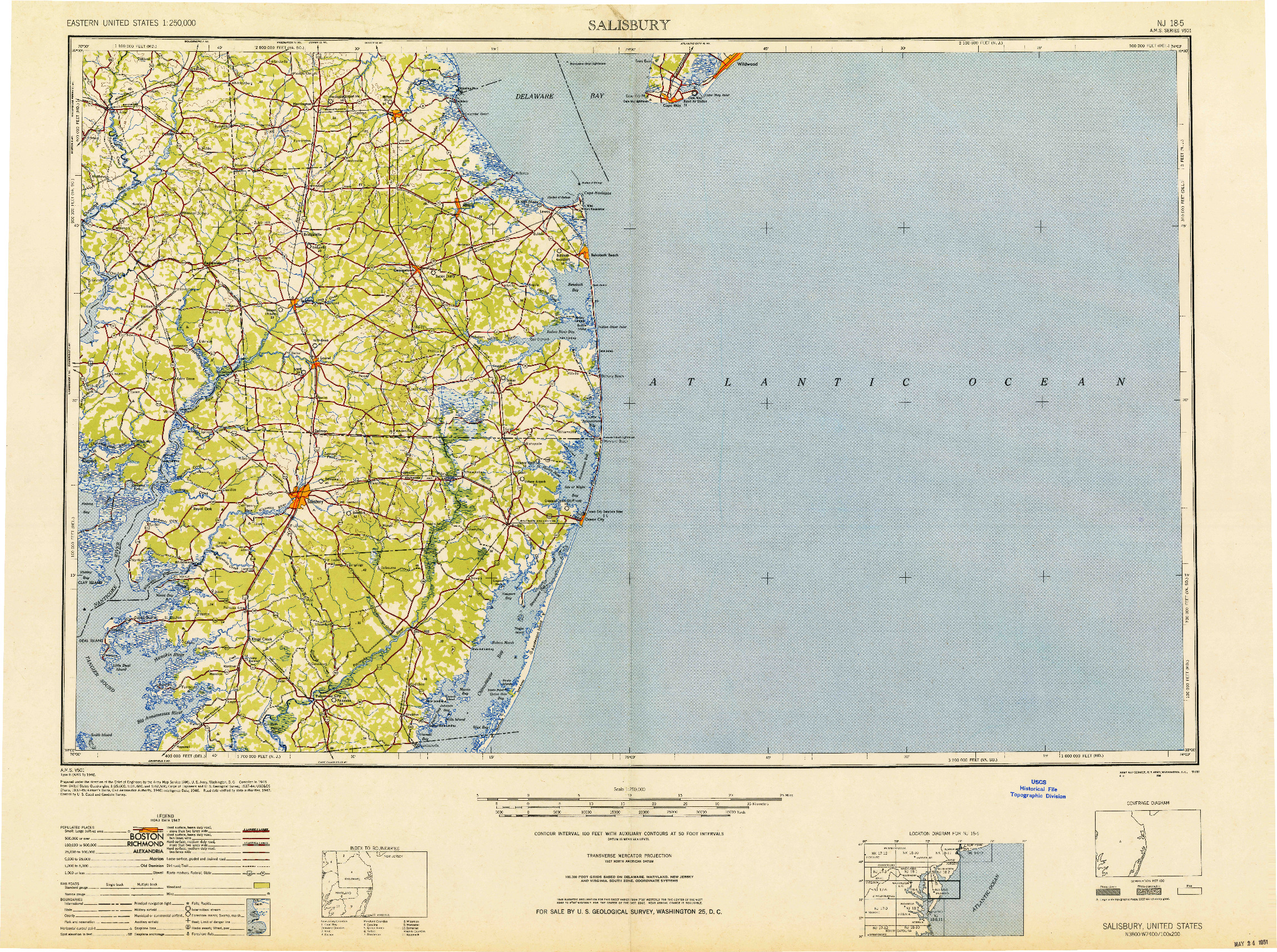 USGS 1:250000-SCALE QUADRANGLE FOR SALISBURY, MD 1948