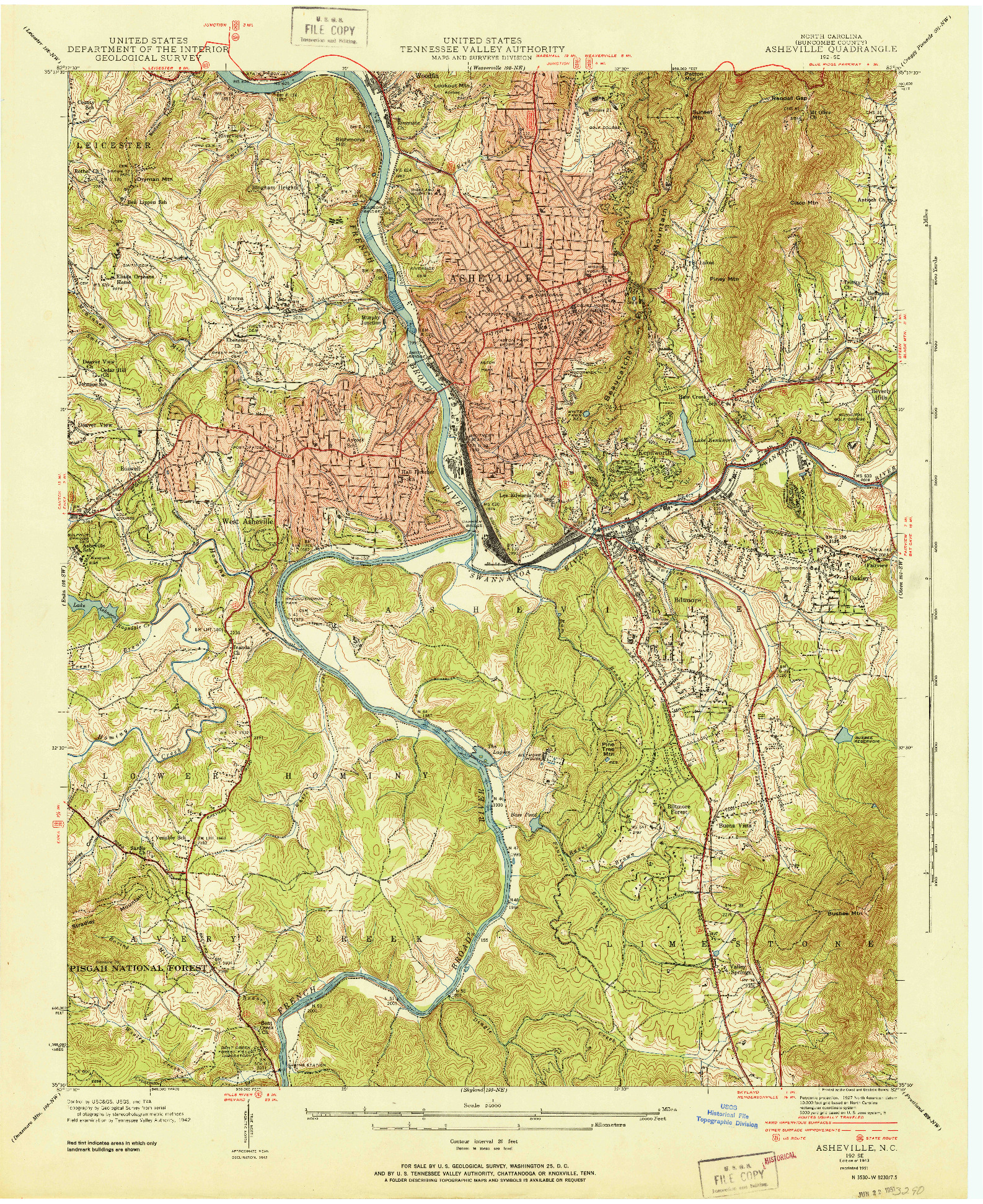 USGS 1:24000-SCALE QUADRANGLE FOR ASHEVILLE, NC 1943