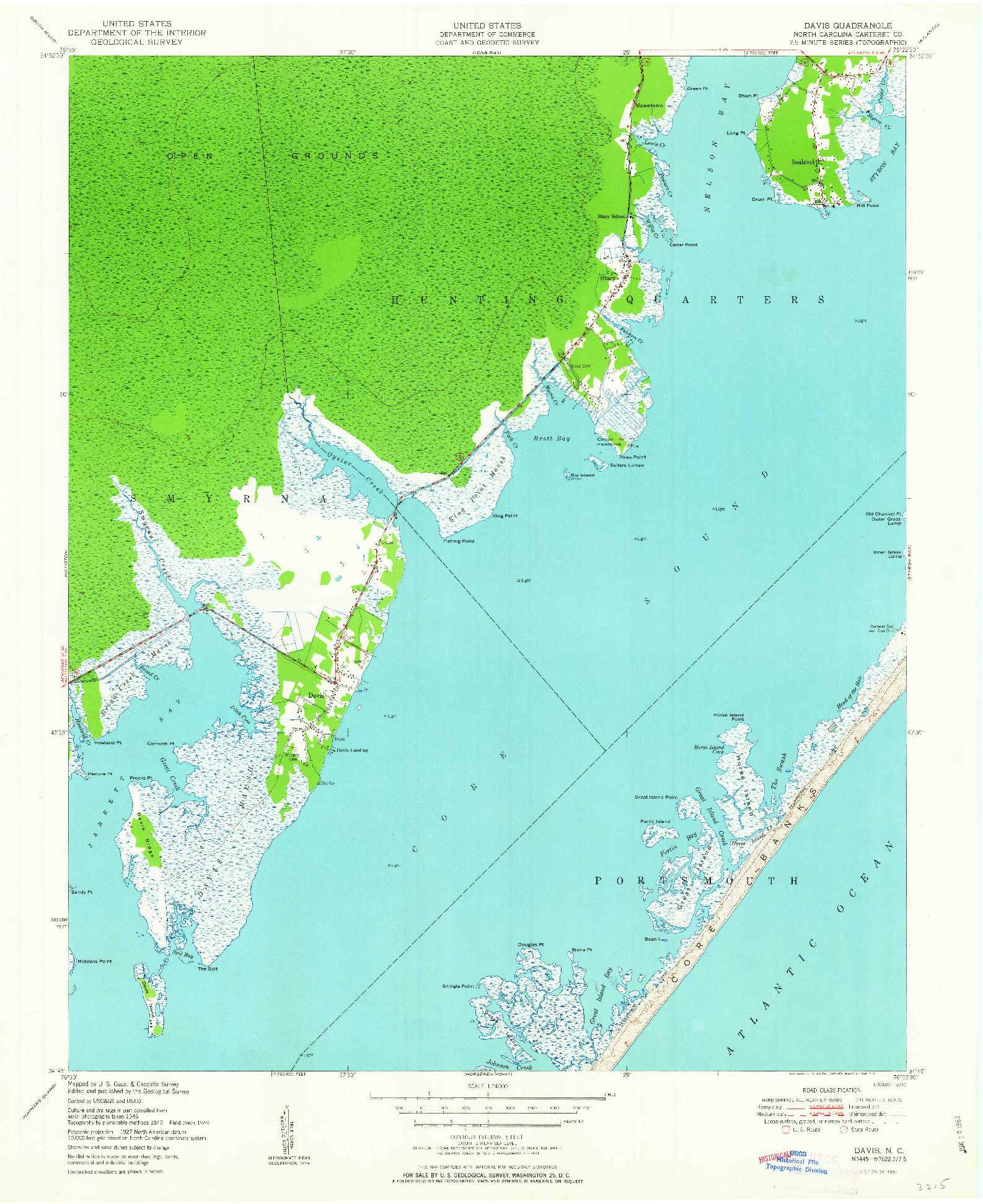 USGS 1:24000-SCALE QUADRANGLE FOR DAVIS, NC 1951