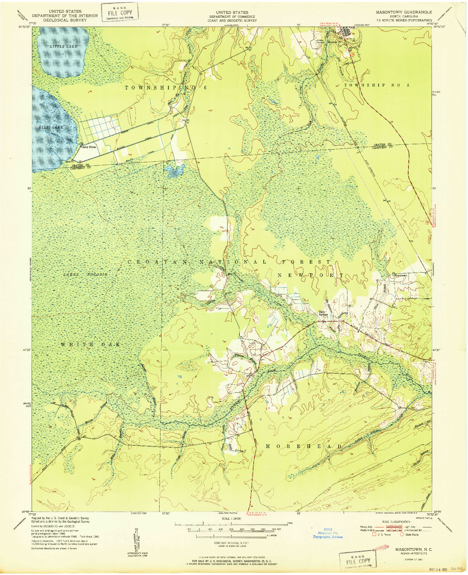 USGS 1:24000-SCALE QUADRANGLE FOR MASONTOWN, NC 1951