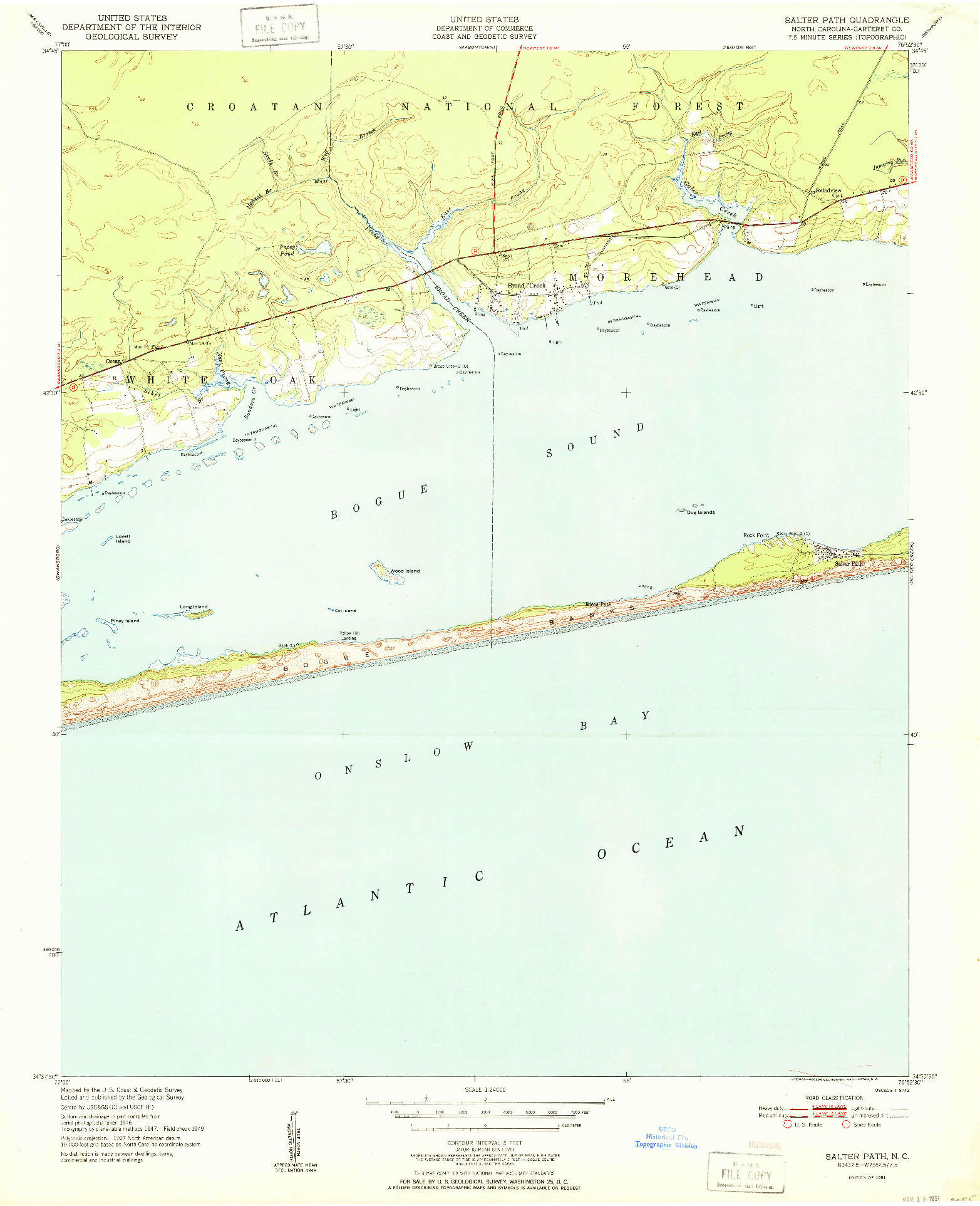 USGS 1:24000-SCALE QUADRANGLE FOR SALTER PATH, NC 1951