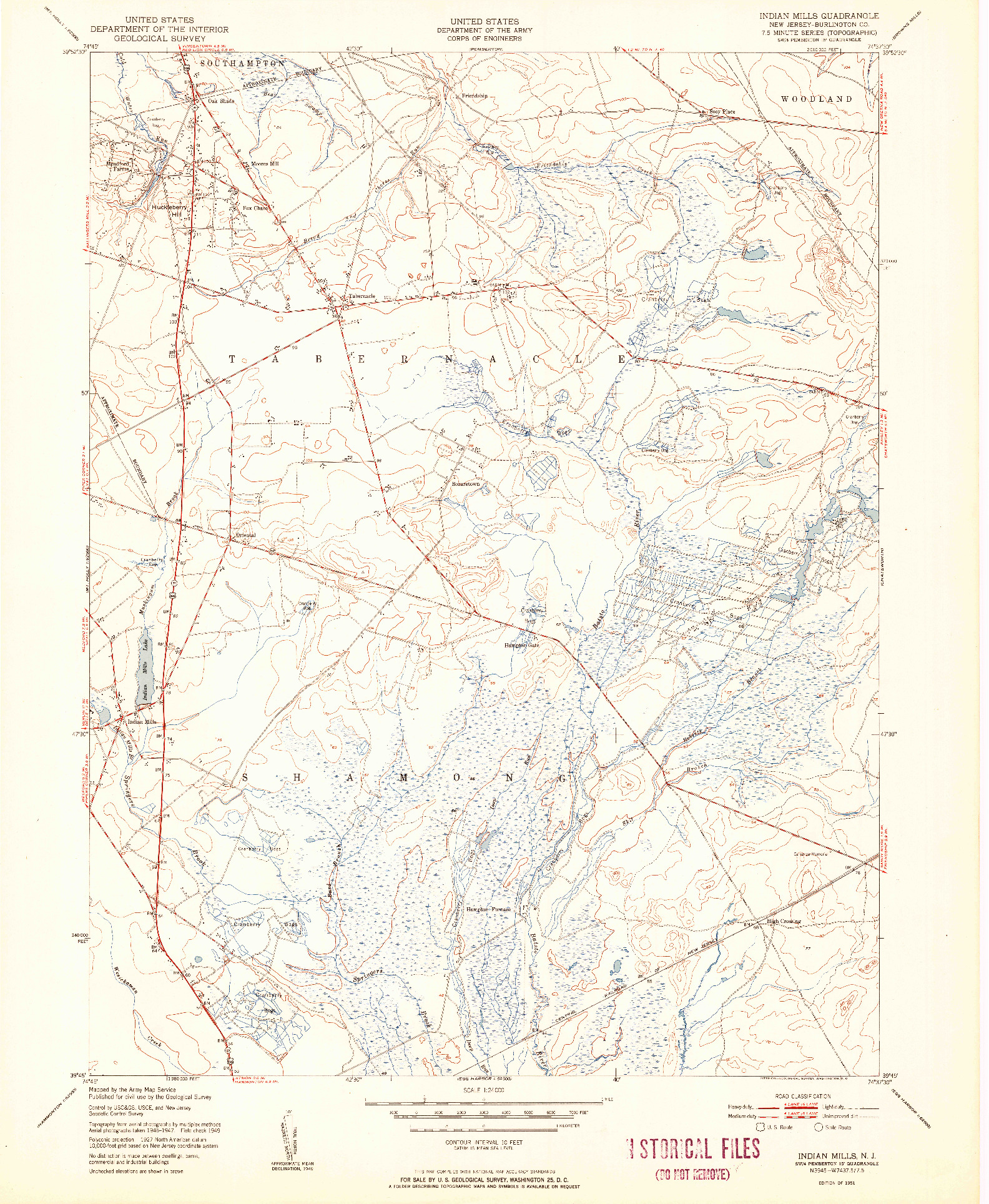 USGS 1:24000-SCALE QUADRANGLE FOR INDIAN MILLS, NJ 1951