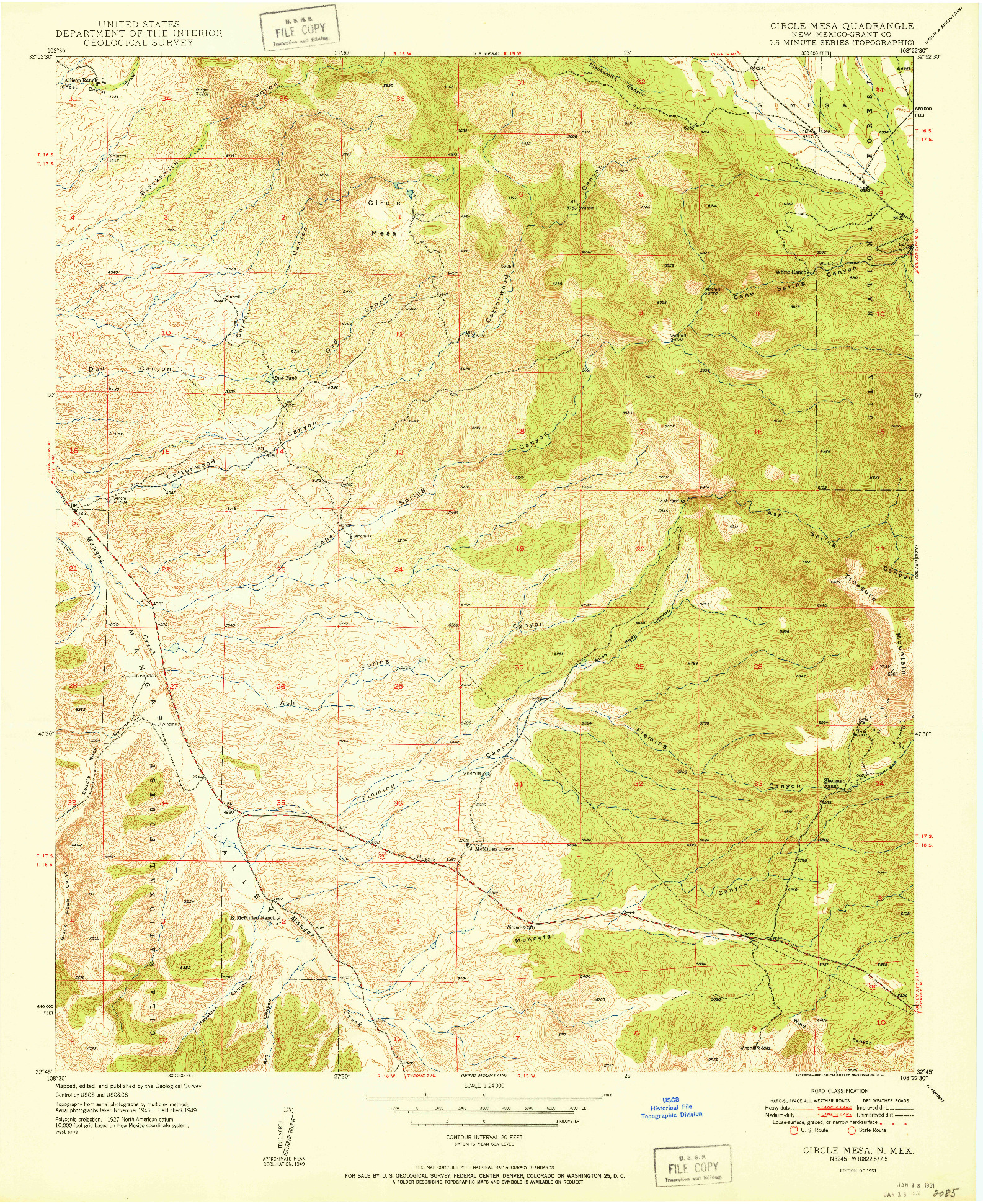 USGS 1:24000-SCALE QUADRANGLE FOR CIRCLE MESA, NM 1951