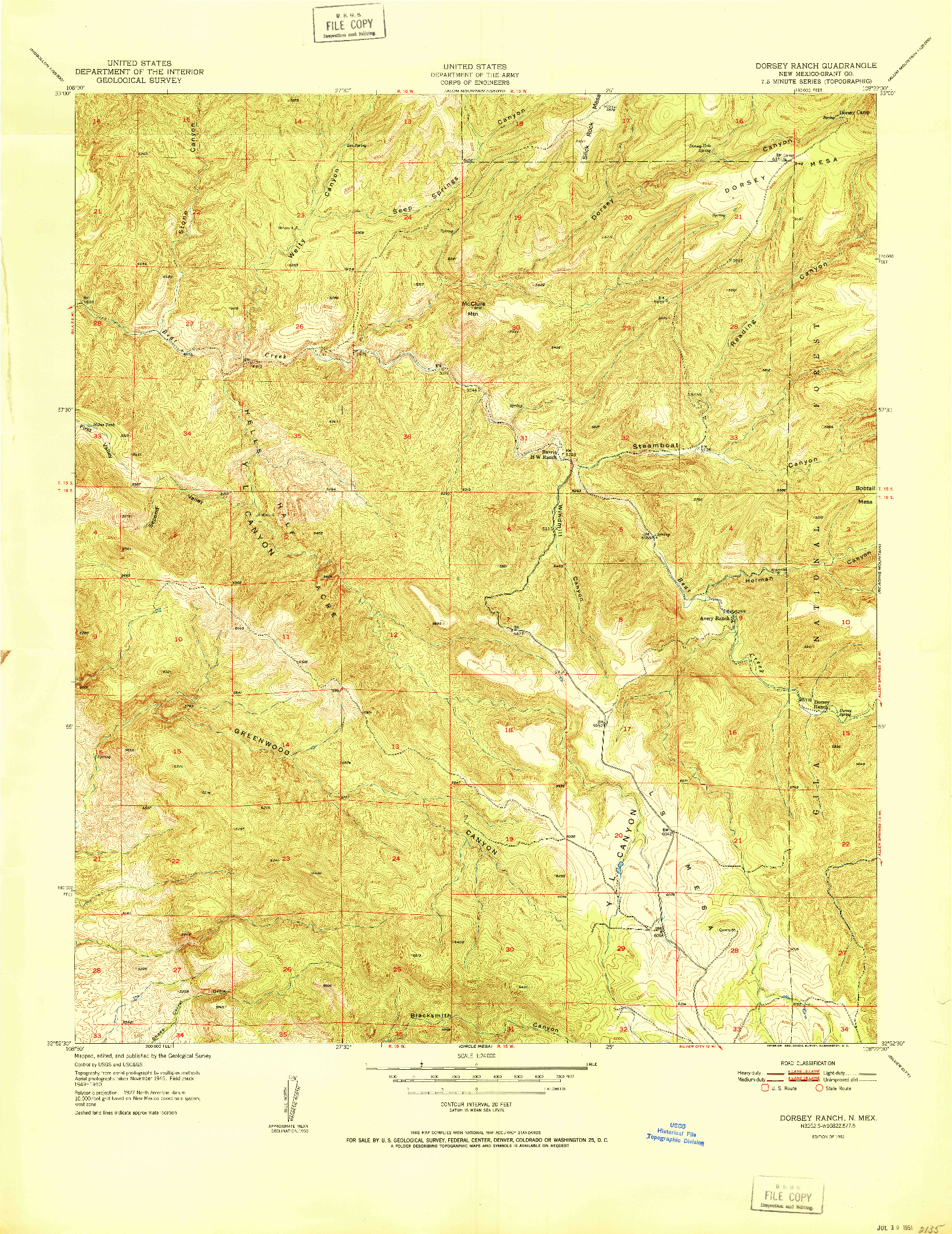 USGS 1:24000-SCALE QUADRANGLE FOR DORSEY RANCH, NM 1951
