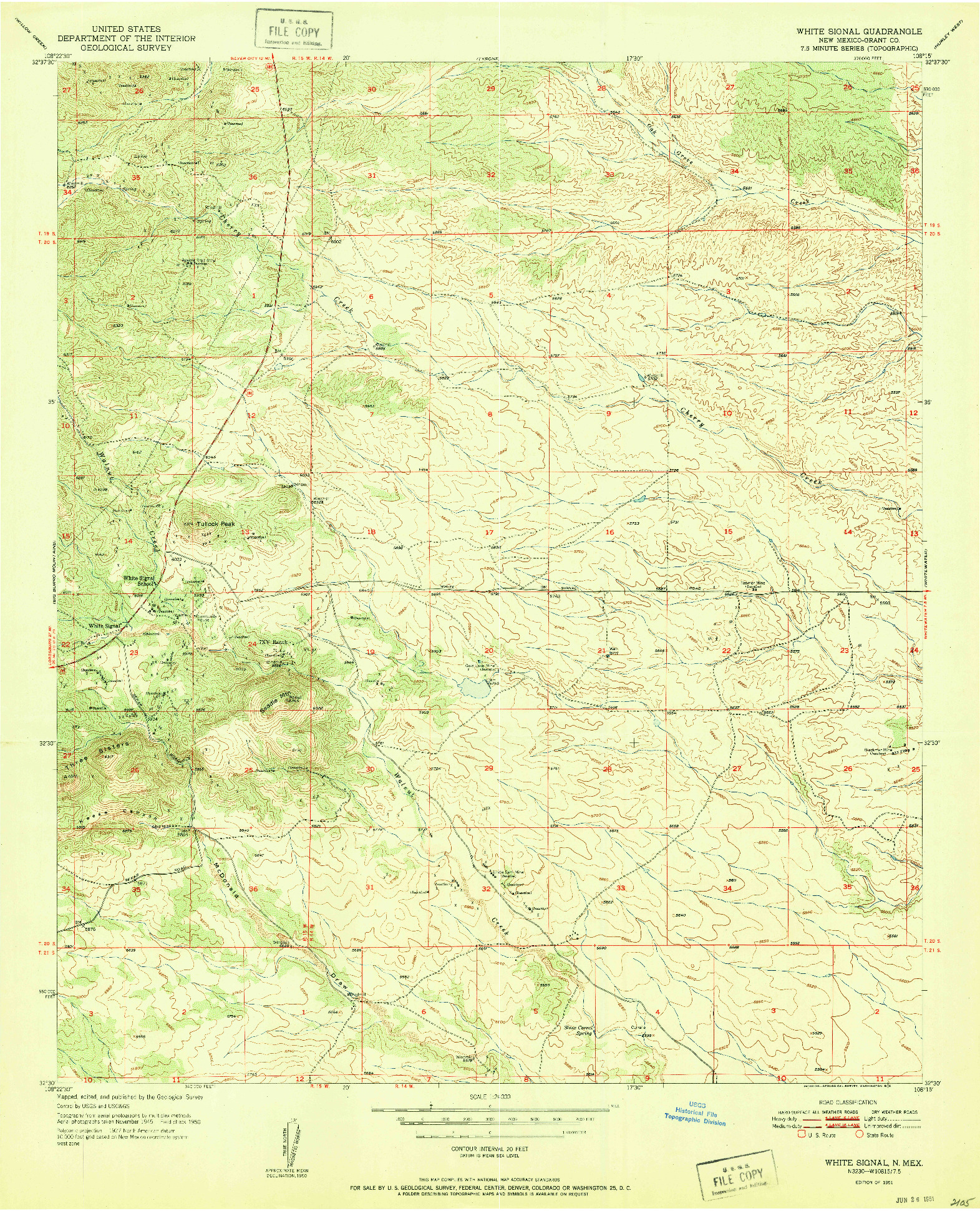 USGS 1:24000-SCALE QUADRANGLE FOR WHITE SIGNAL, NM 1951