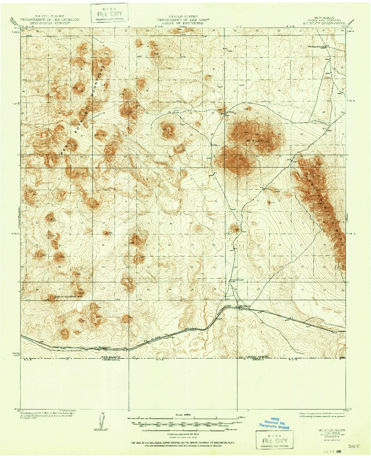 USGS 1:62500-SCALE QUADRANGLE FOR MT. RILEY, NM 1951