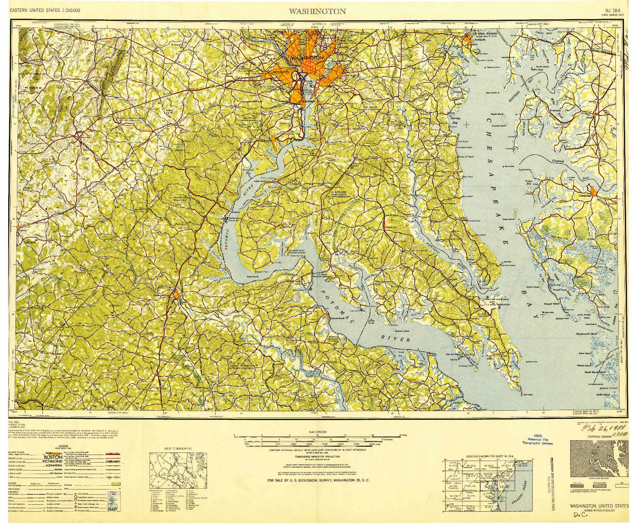 USGS 1:250000-SCALE QUADRANGLE FOR WASHINGTON, DC 1948