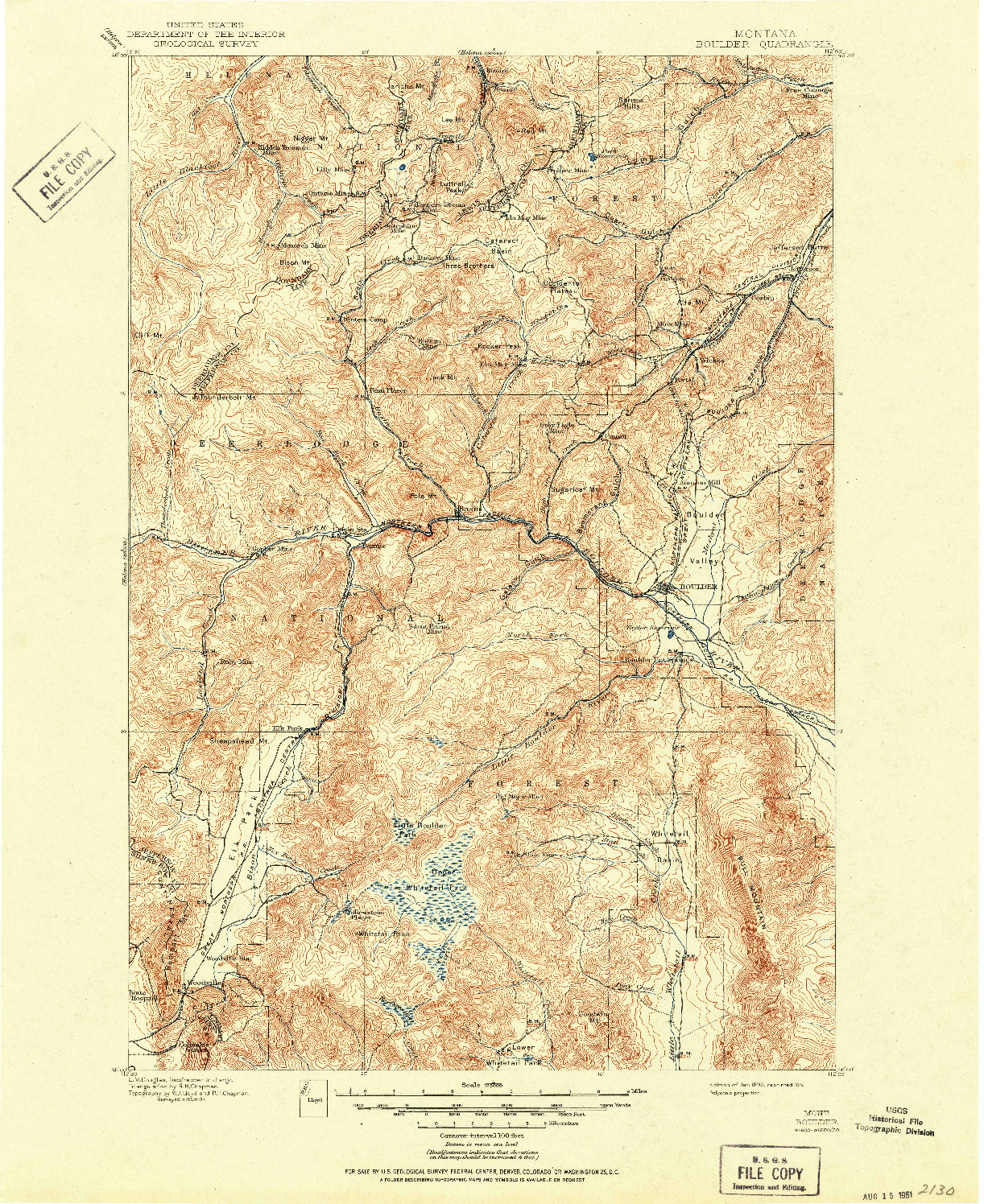 USGS 1:125000-SCALE QUADRANGLE FOR BOULDER, MT 1899