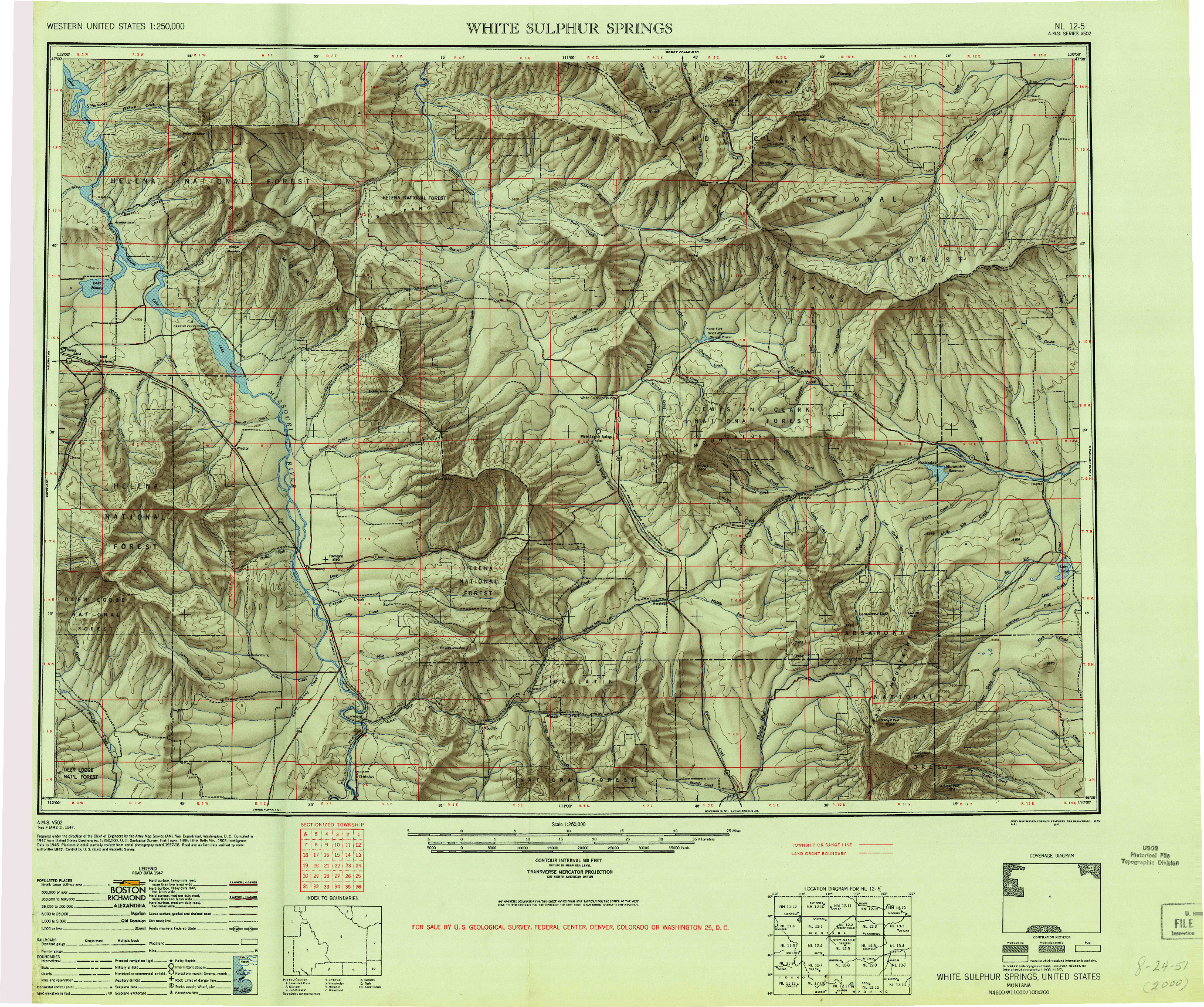USGS 1:250000-SCALE QUADRANGLE FOR WHITE SULPHUR SPRINGS, MT 1948