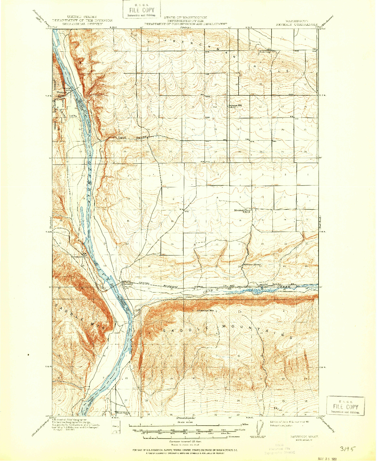 USGS 1:62500-SCALE QUADRANGLE FOR BEVERLY, WA 1912