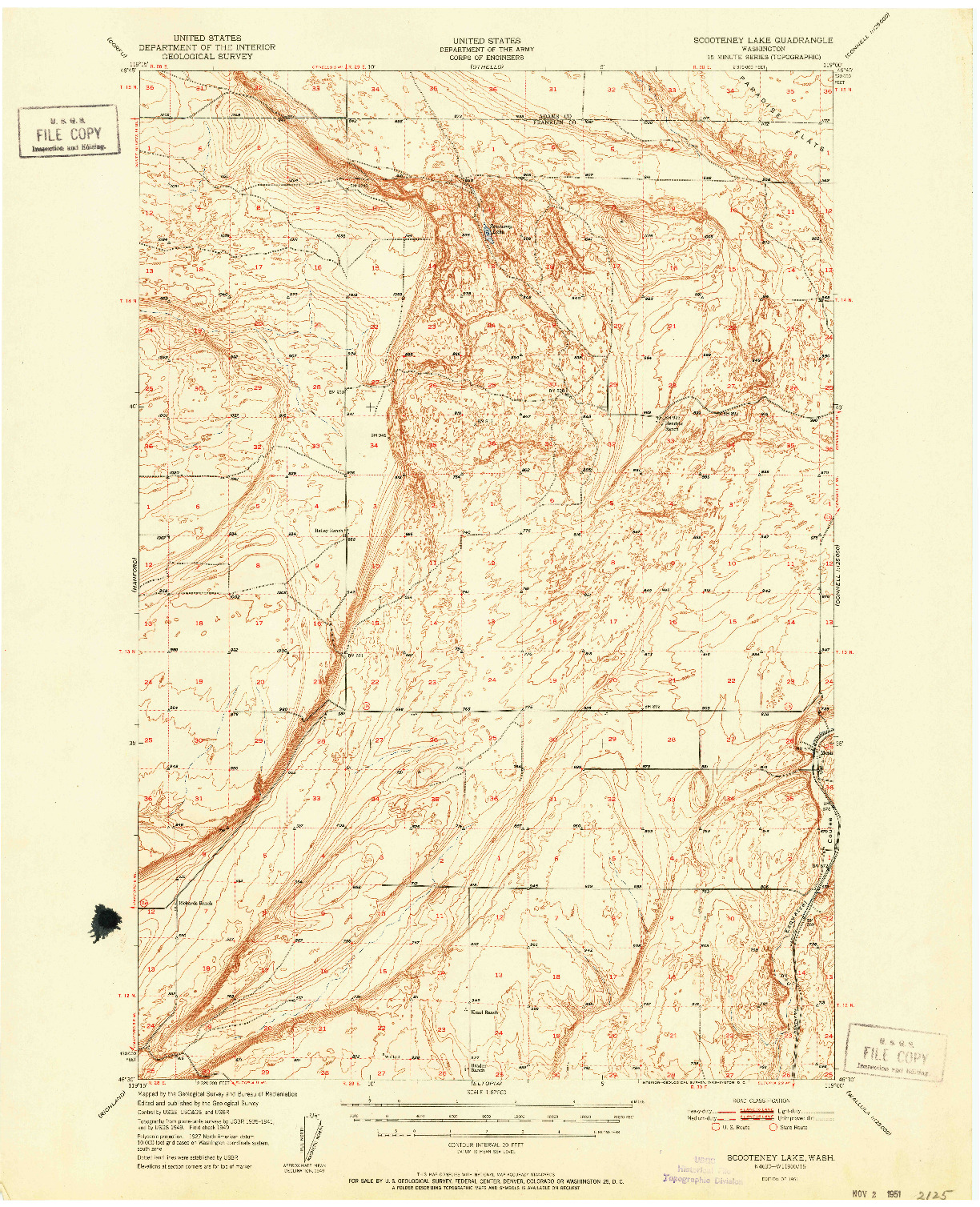 USGS 1:62500-SCALE QUADRANGLE FOR SCOOTENEY LAKE, WA 1951