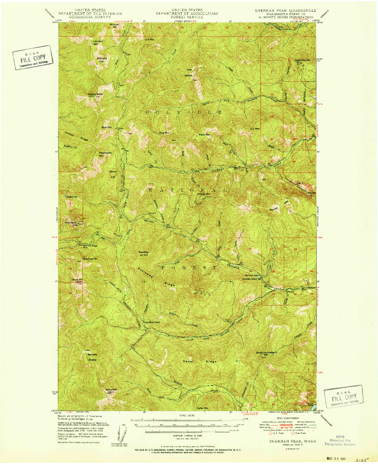 USGS 1:62500-SCALE QUADRANGLE FOR SHERMAN PEAK, WA 1951