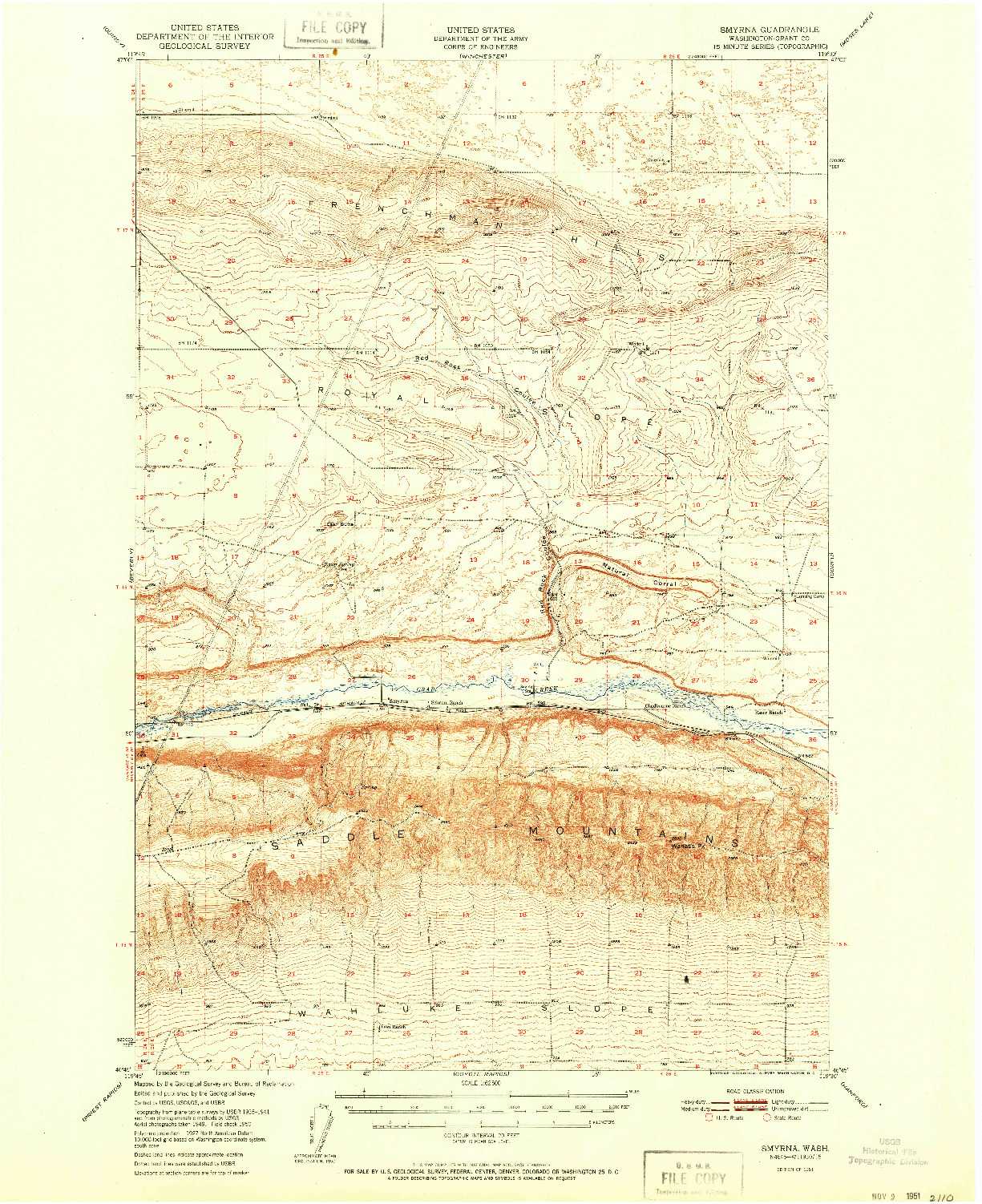 USGS 1:62500-SCALE QUADRANGLE FOR SMYRNA, WA 1951