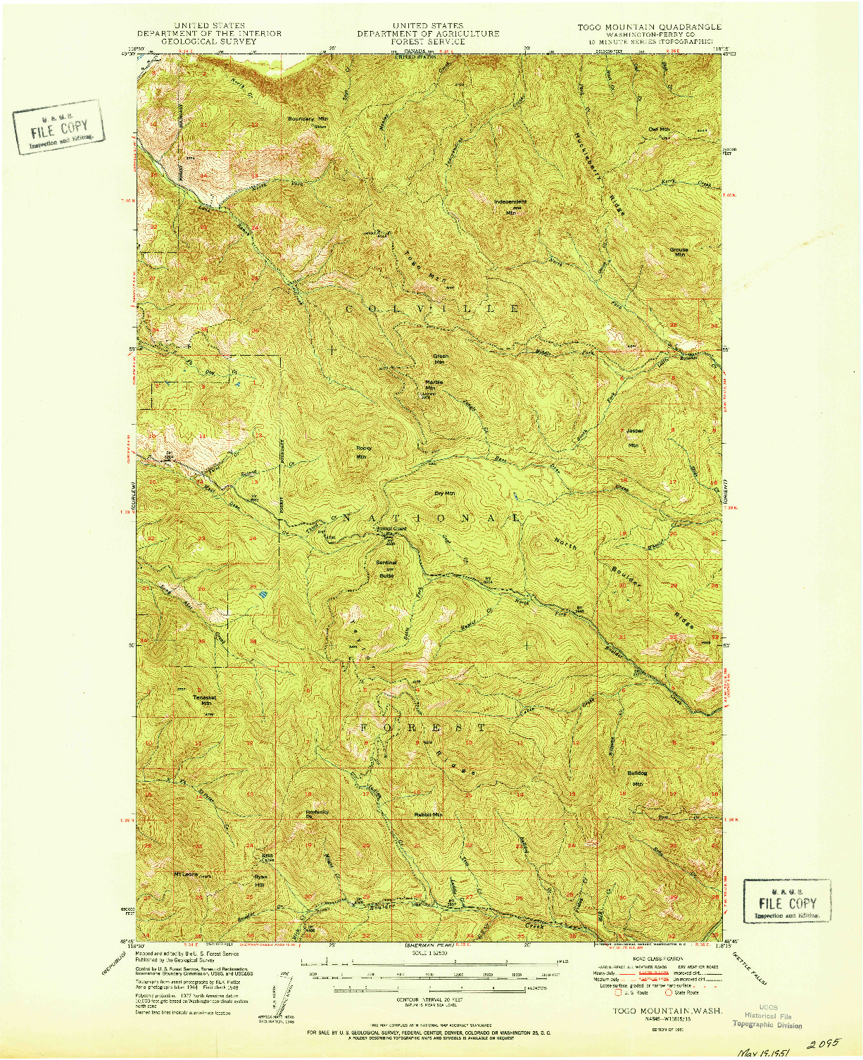 USGS 1:62500-SCALE QUADRANGLE FOR TOGO MOUNTAIN, WA 1951