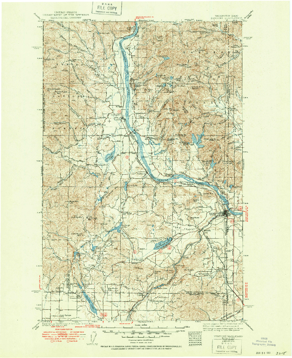 USGS 1:125000-SCALE QUADRANGLE FOR NEWPORT, WA 1942
