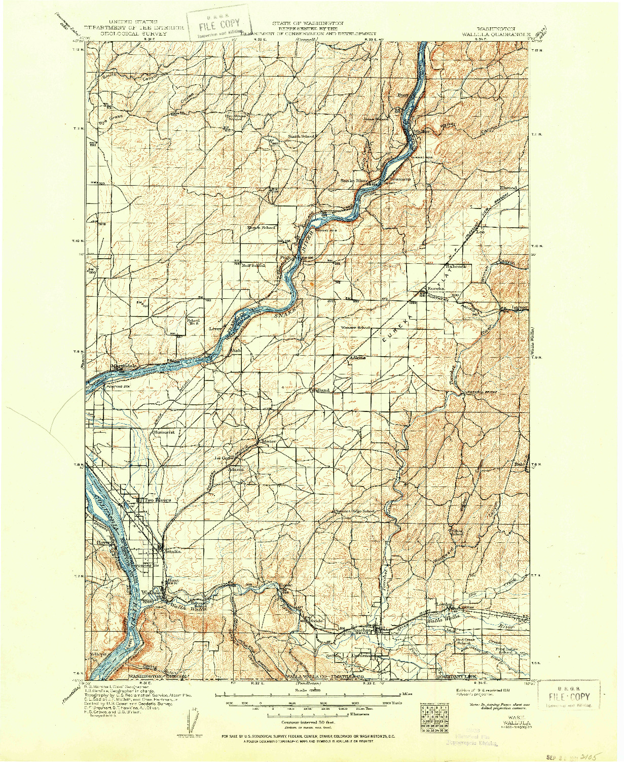 USGS 1:125000-SCALE QUADRANGLE FOR WALLULA, WA 1918