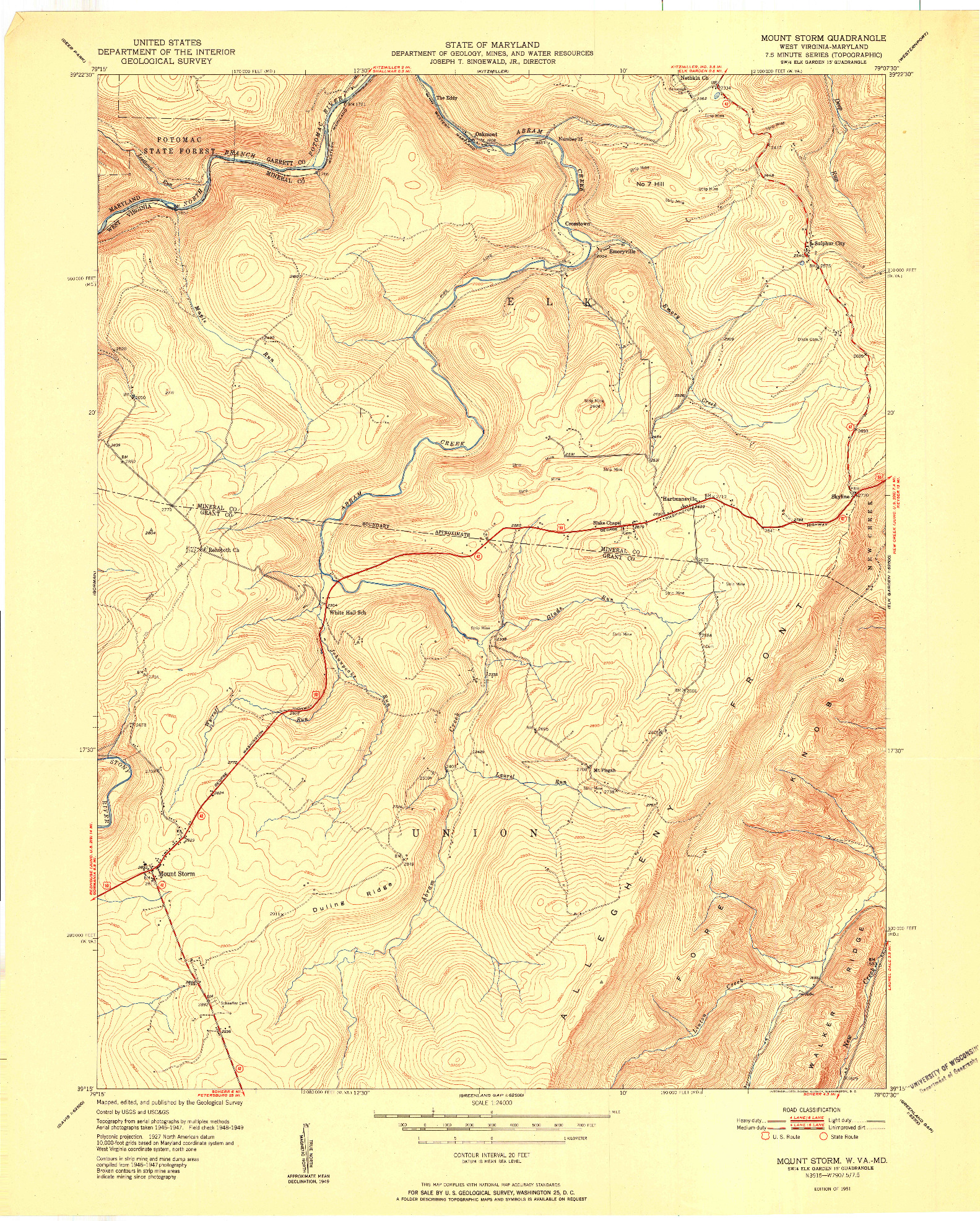 USGS 1:24000-SCALE QUADRANGLE FOR MOUNT STORM, WV 1951