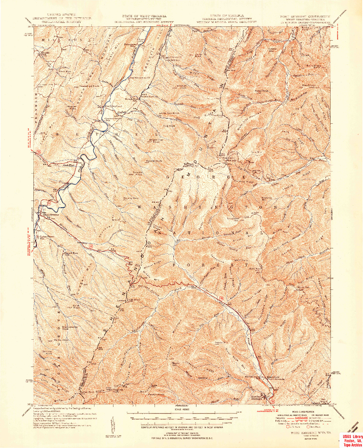 USGS 1:62500-SCALE QUADRANGLE FOR FORT SEYBERT, WV 1951