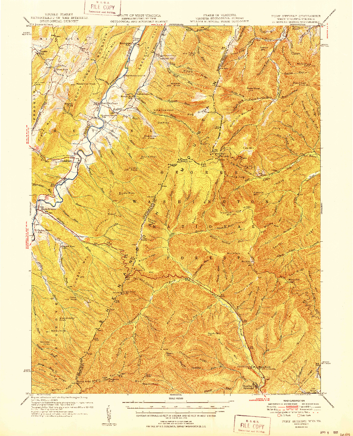 USGS 1:62500-SCALE QUADRANGLE FOR FORT SEYBERT, WV 1951