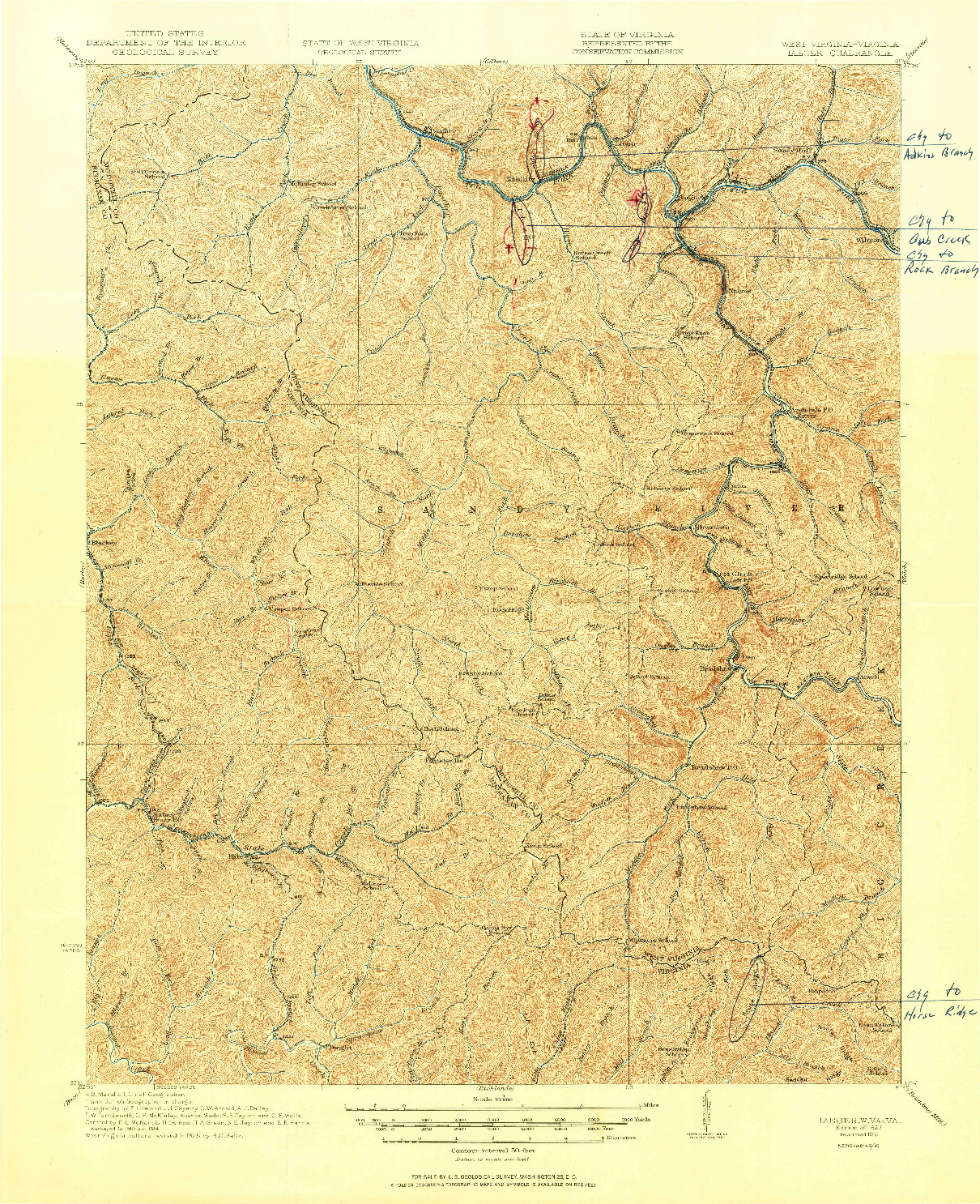 USGS 1:62500-SCALE QUADRANGLE FOR IAEGER, WV 1927