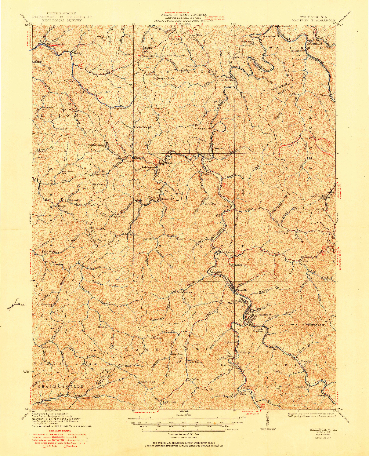 USGS 1:62500-SCALE QUADRANGLE FOR MADISON, WV 1931