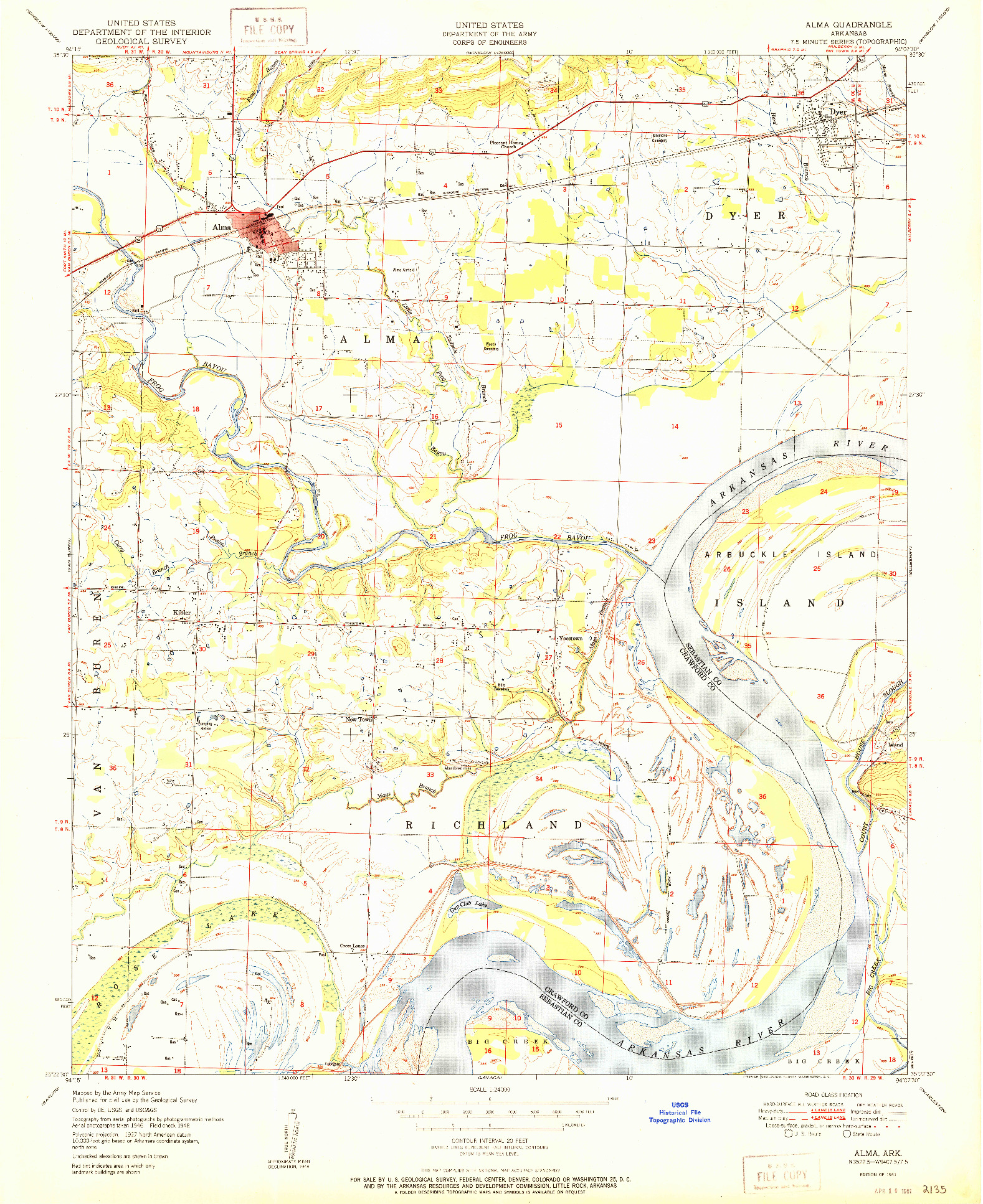 USGS 1:24000-SCALE QUADRANGLE FOR ALMA, AR 1951