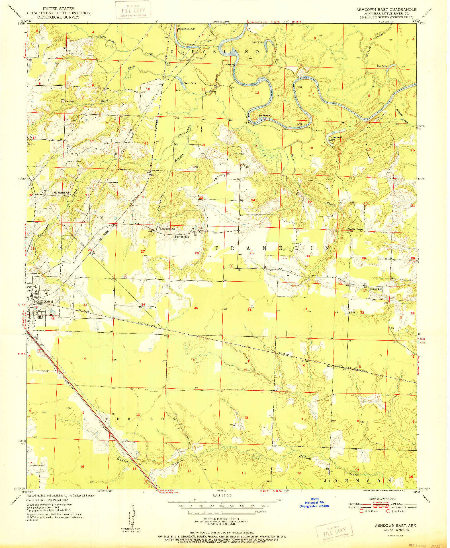 USGS 1:24000-SCALE QUADRANGLE FOR ASHDOWN EAST, AR 1951