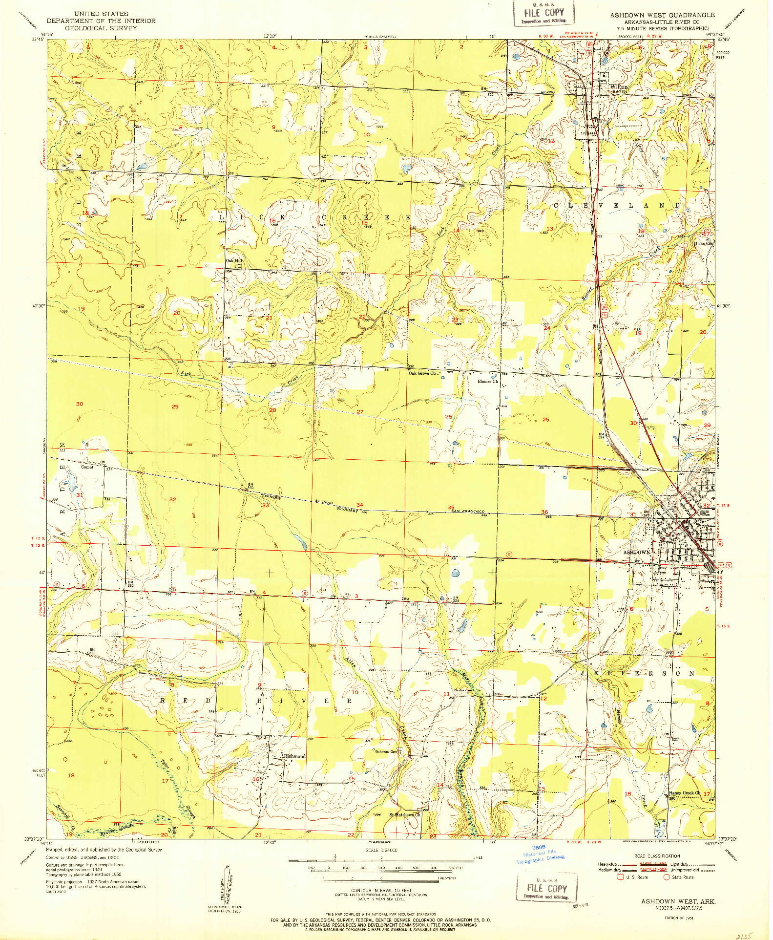 USGS 1:24000-SCALE QUADRANGLE FOR ASHDOWN WEST, AR 1951