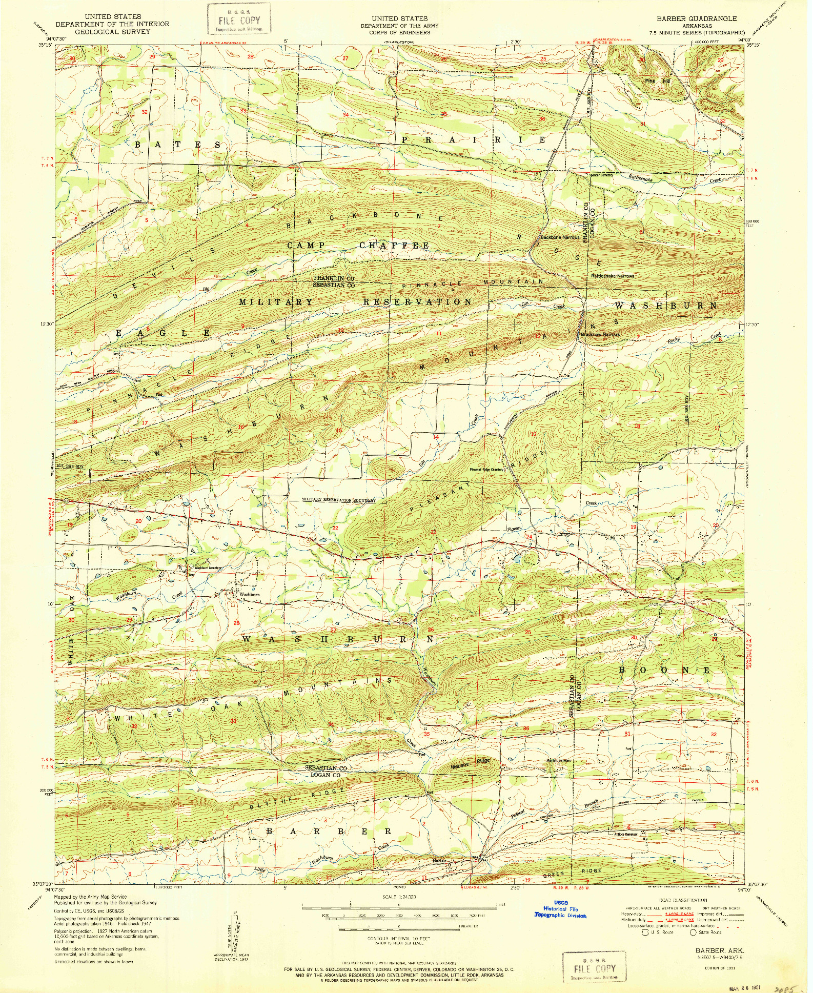 USGS 1:24000-SCALE QUADRANGLE FOR BARBER, AR 1951