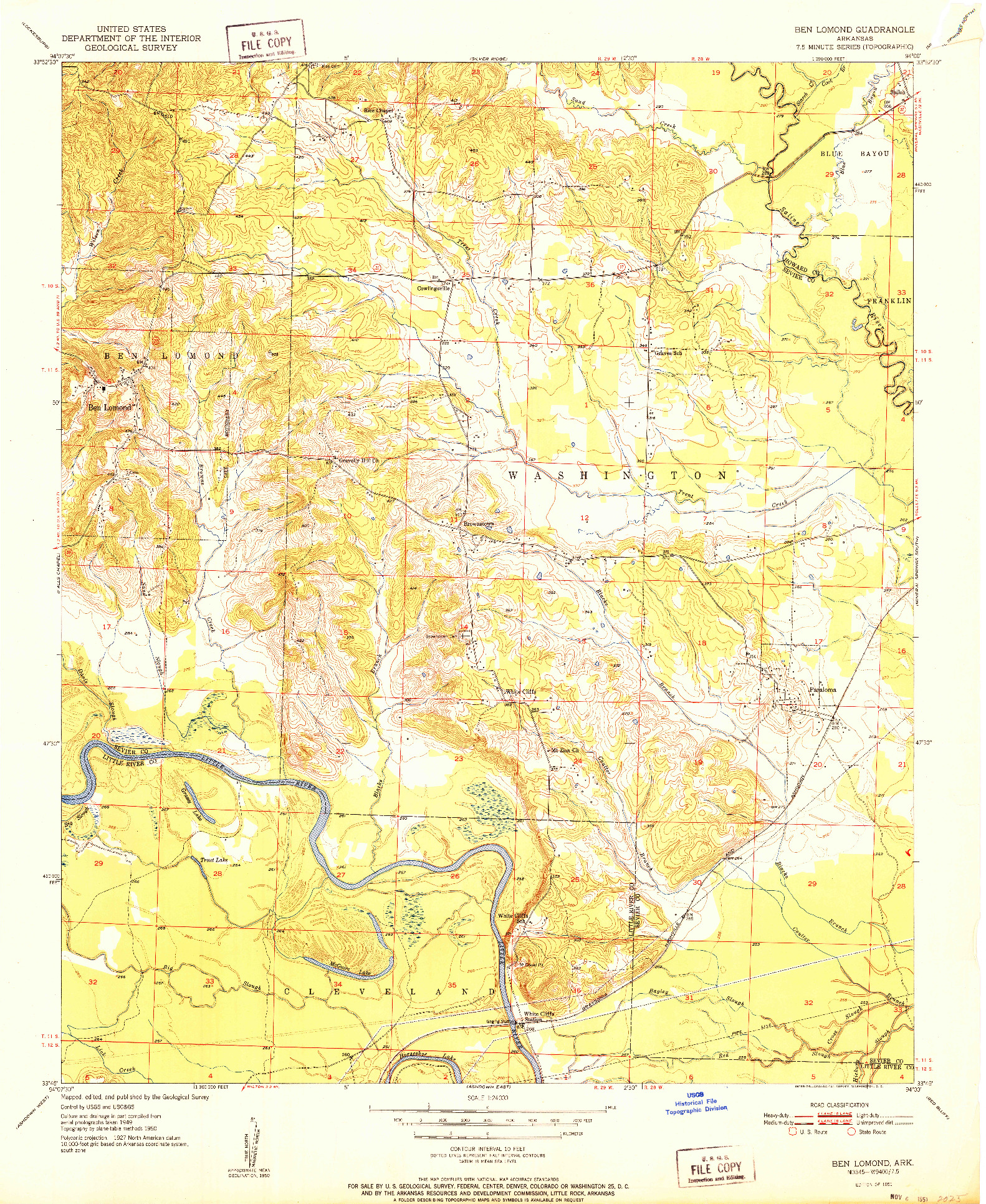 USGS 1:24000-SCALE QUADRANGLE FOR BEN LOMOND, AR 1951