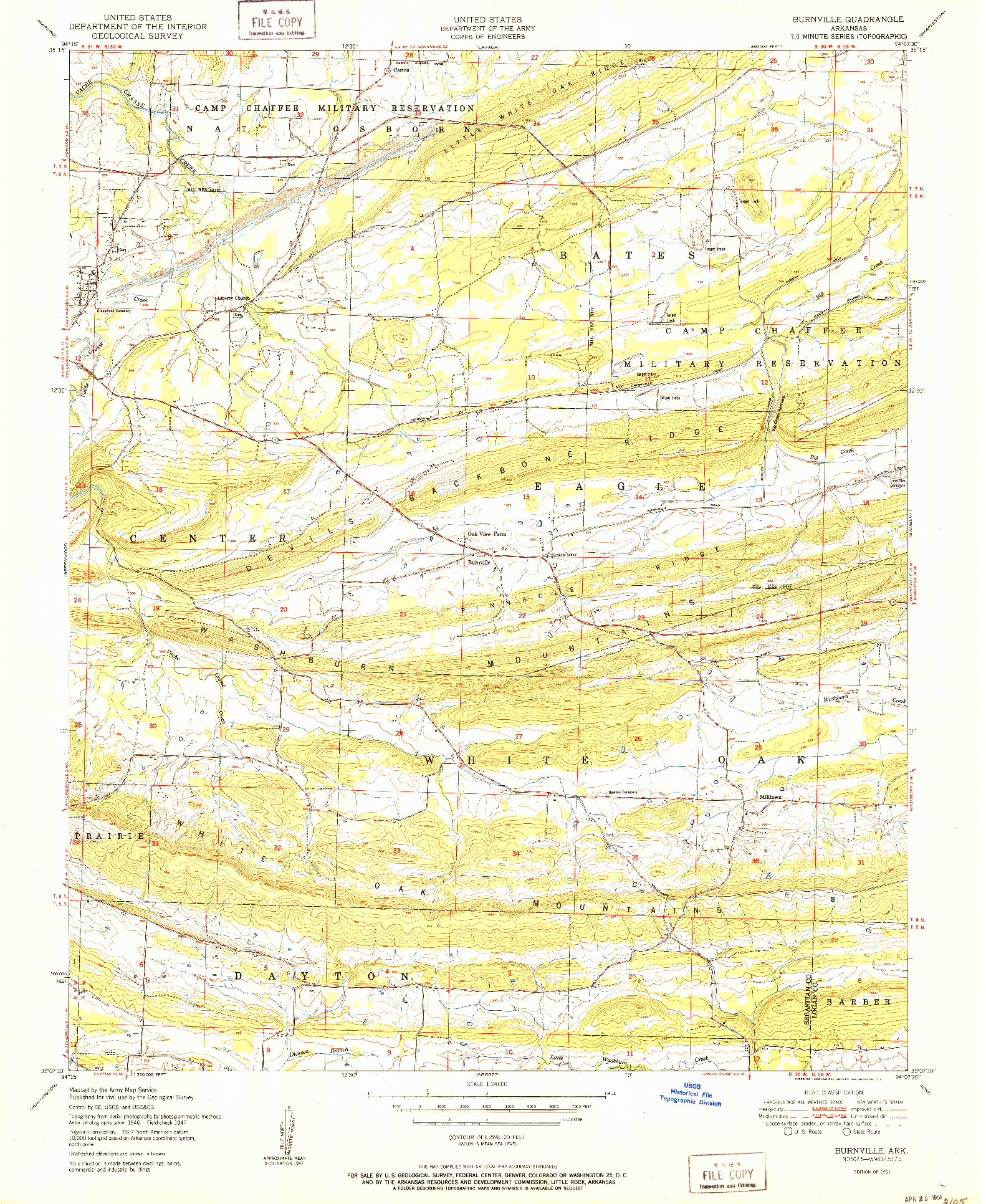 USGS 1:24000-SCALE QUADRANGLE FOR BURNVILLE, AR 1951