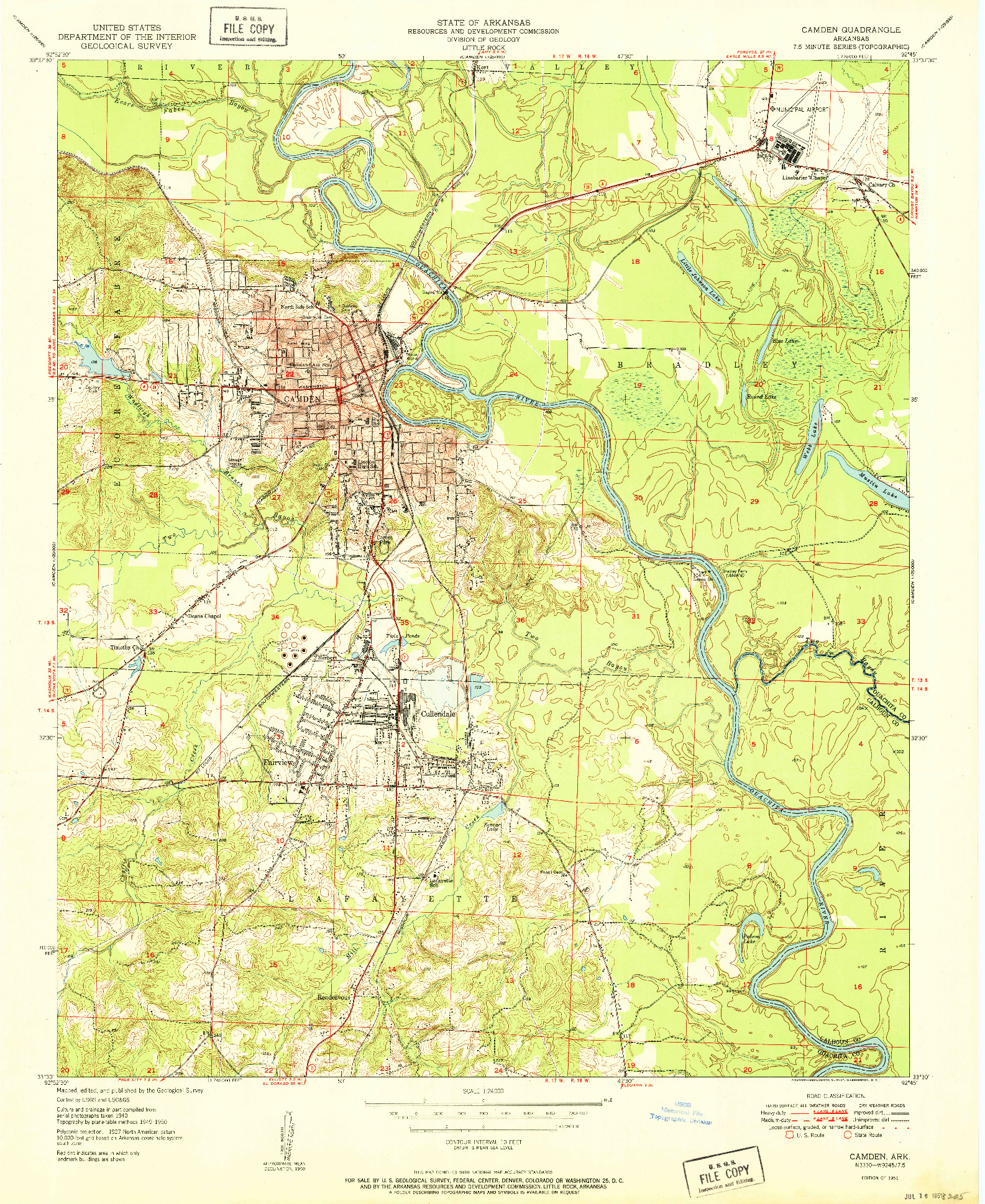 USGS 1:24000-SCALE QUADRANGLE FOR CAMDEN, AR 1951