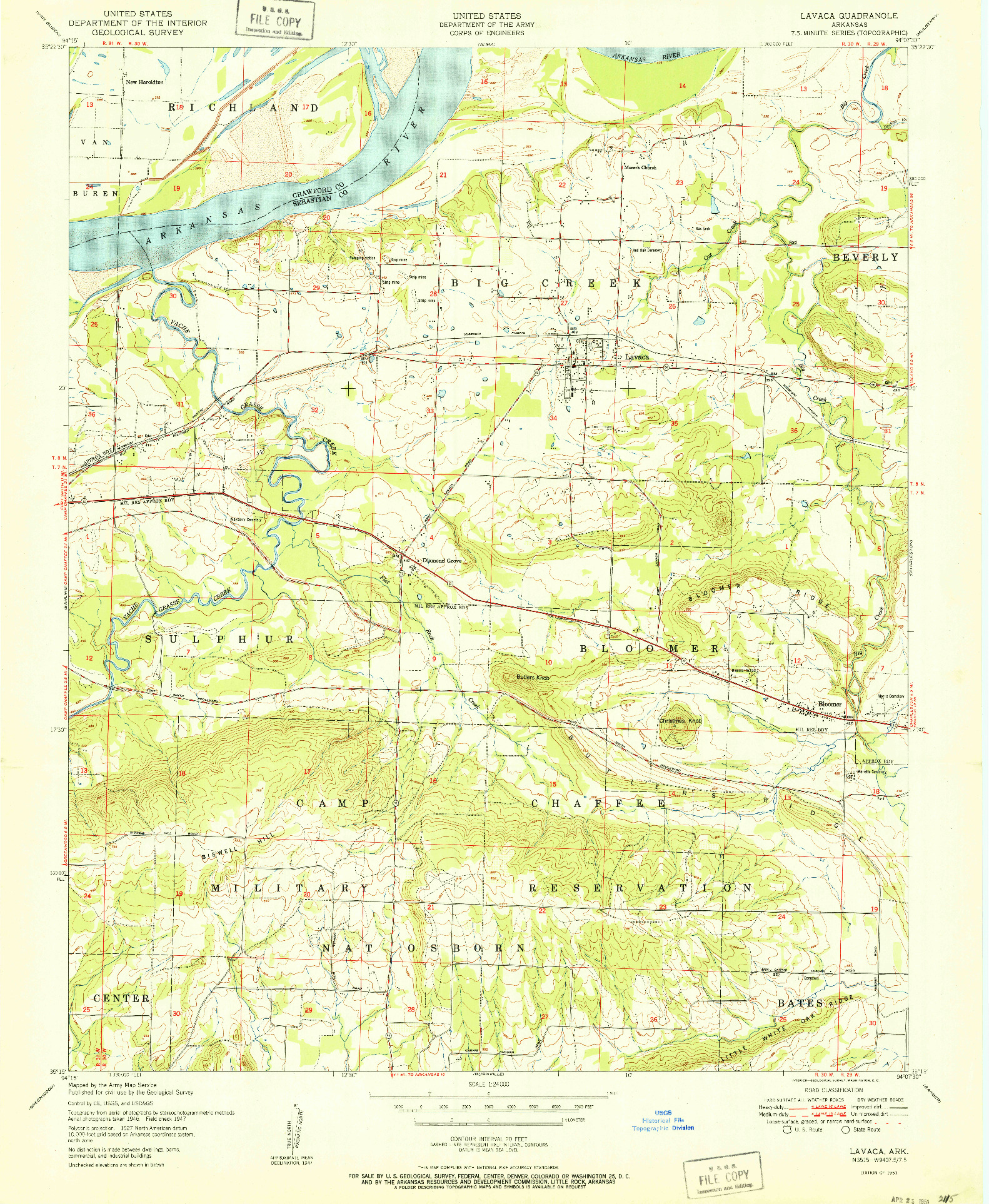 USGS 1:24000-SCALE QUADRANGLE FOR LAVACA, AR 1951
