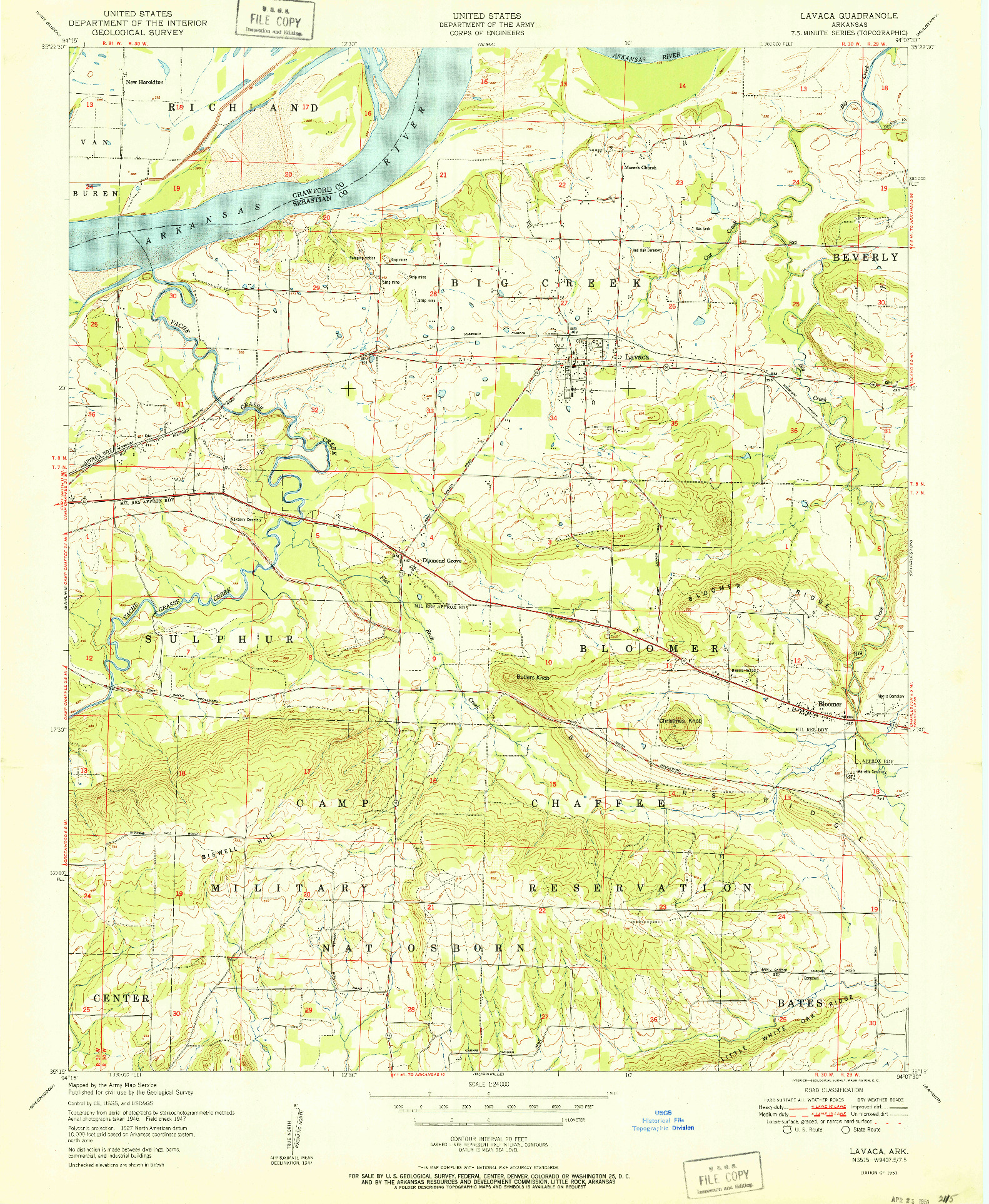 USGS 1:24000-SCALE QUADRANGLE FOR LAVACA, AR 1951
