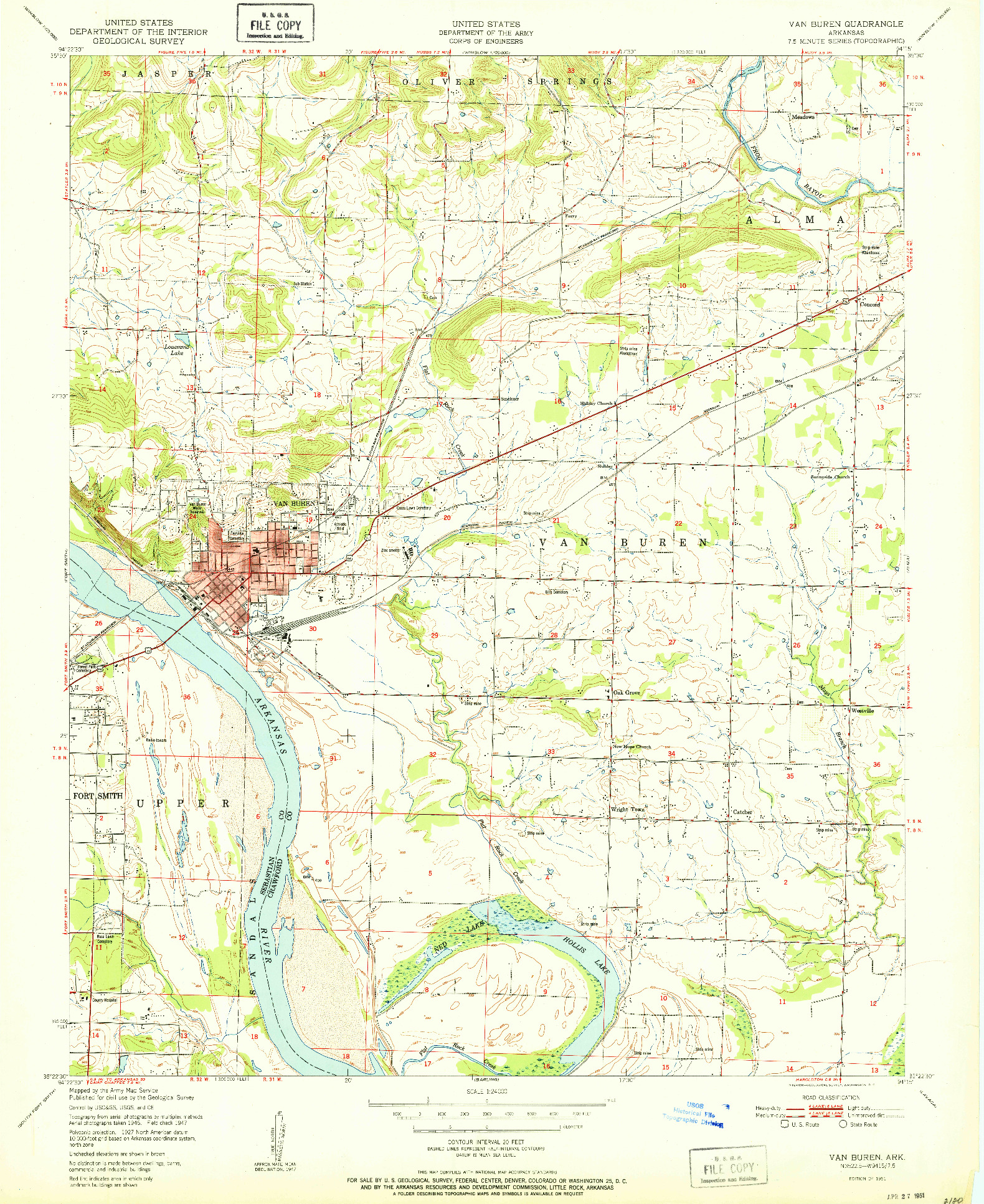 USGS 1:24000-SCALE QUADRANGLE FOR VAN BUREN, AR 1951