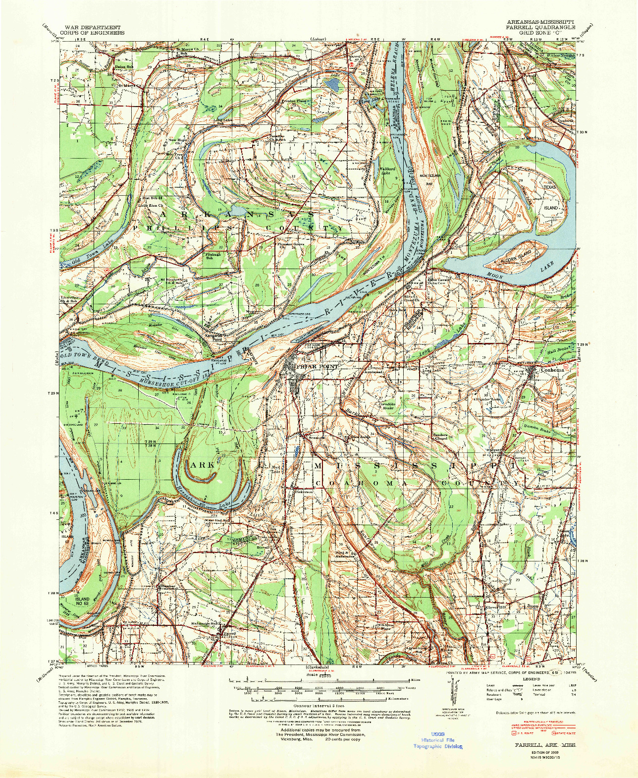 USGS 1:62500-SCALE QUADRANGLE FOR FARRELL, AR 1939