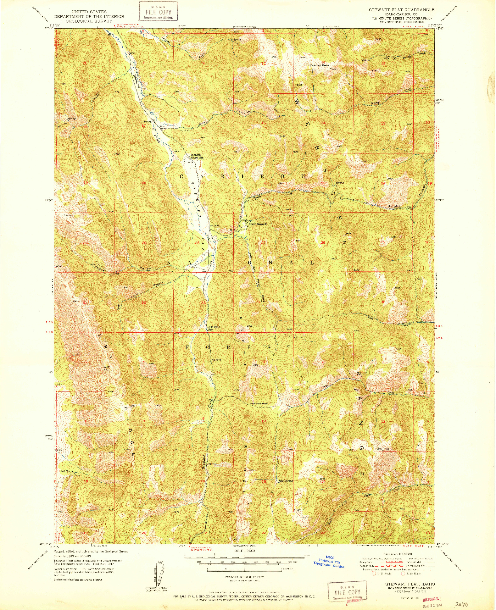USGS 1:24000-SCALE QUADRANGLE FOR STEWART FLAT, ID 1951