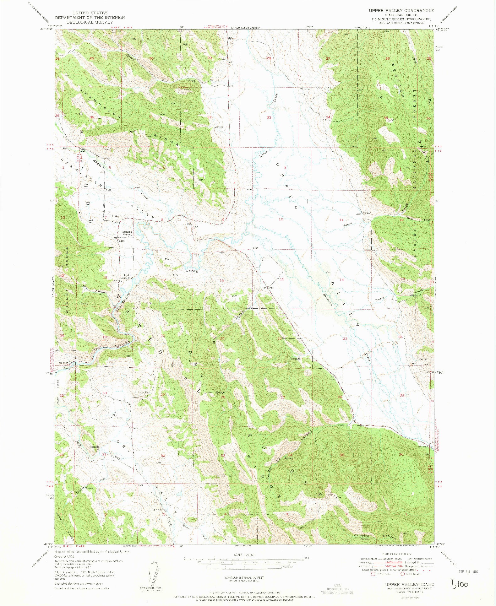 USGS 1:24000-SCALE QUADRANGLE FOR UPPER VALLEY, ID 1951