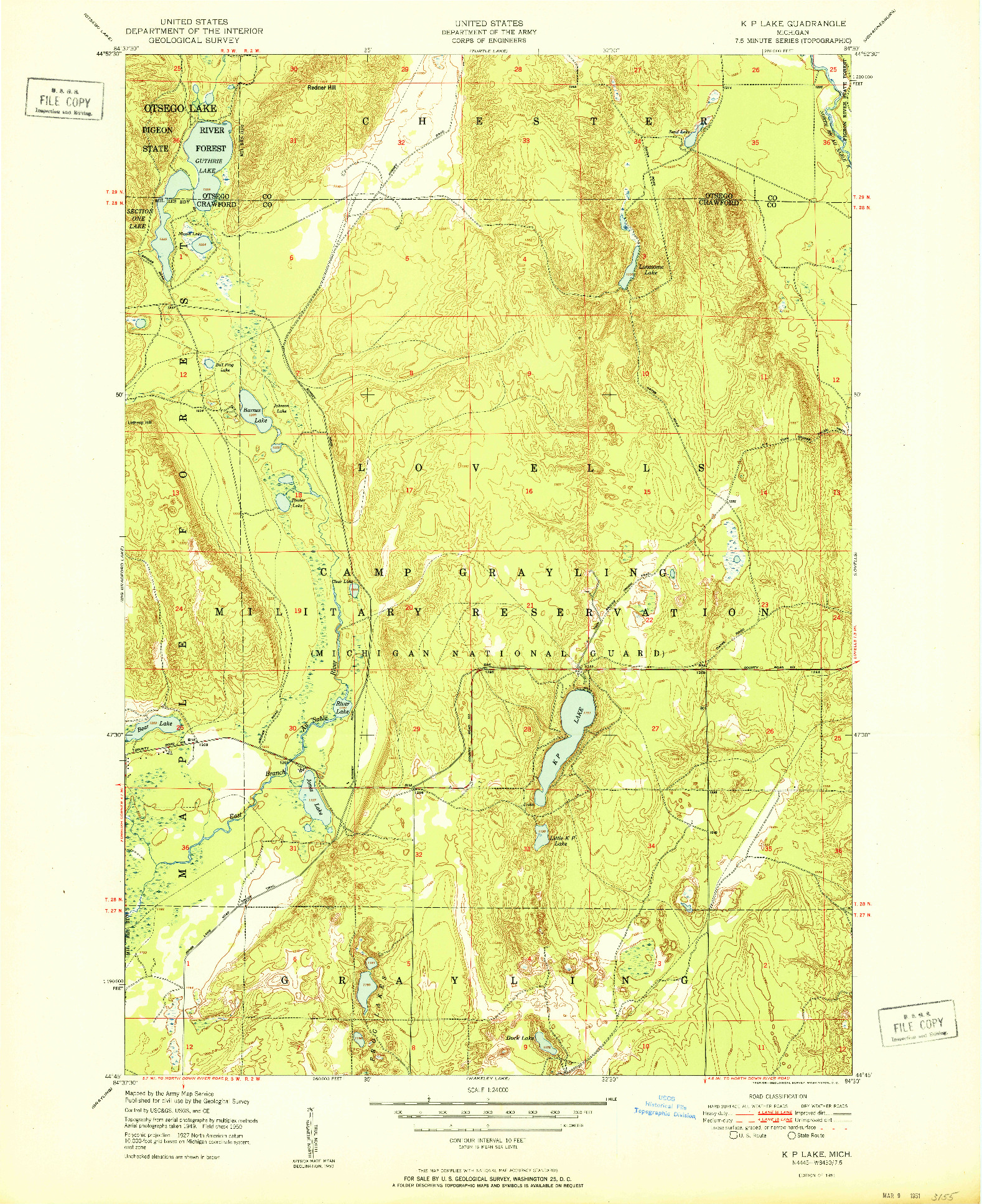 USGS 1:24000-SCALE QUADRANGLE FOR K P LAKE, MI 1951