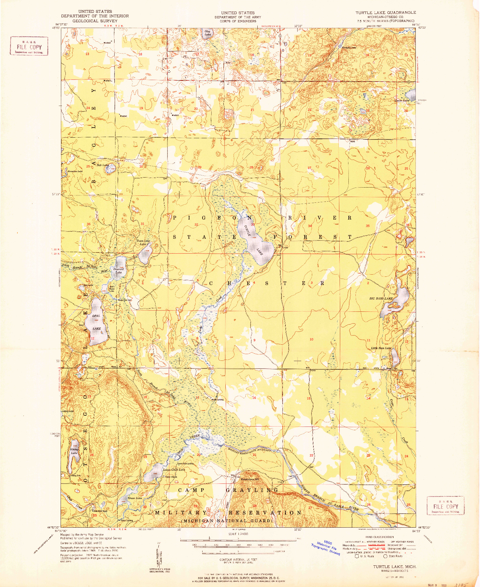 USGS 1:24000-SCALE QUADRANGLE FOR TURTLE LAKE, MI 1951