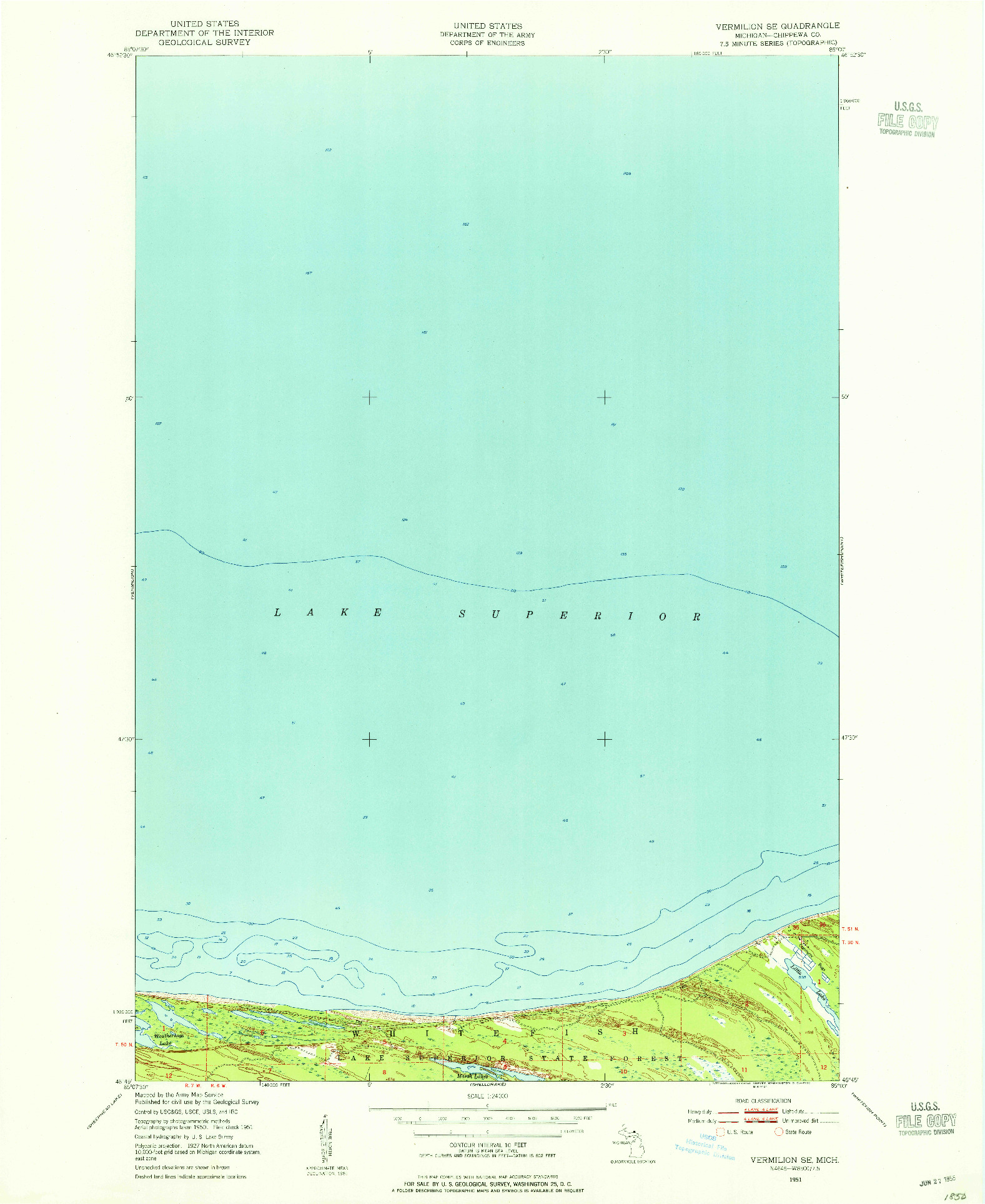 USGS 1:24000-SCALE QUADRANGLE FOR VERMILION SE, MI 1951