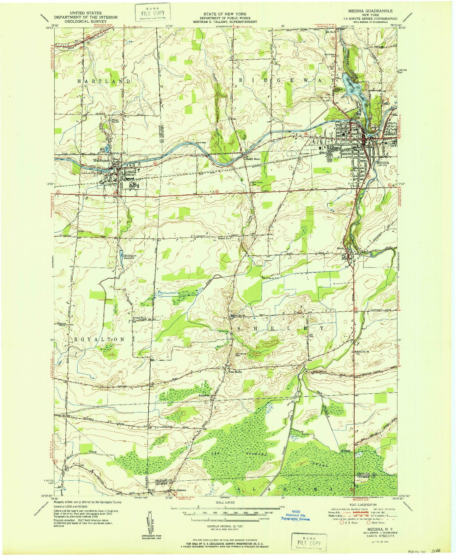 USGS 1:24000-SCALE QUADRANGLE FOR MEDINA, NY 1951