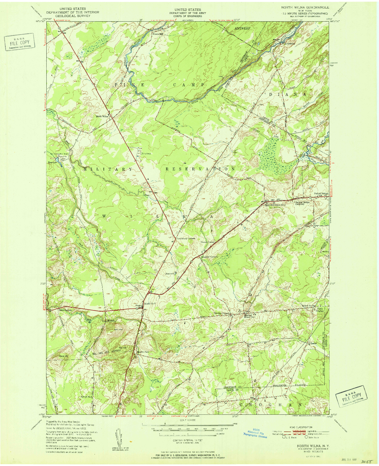 USGS 1:24000-SCALE QUADRANGLE FOR NORTH WILNA, NY 1951
