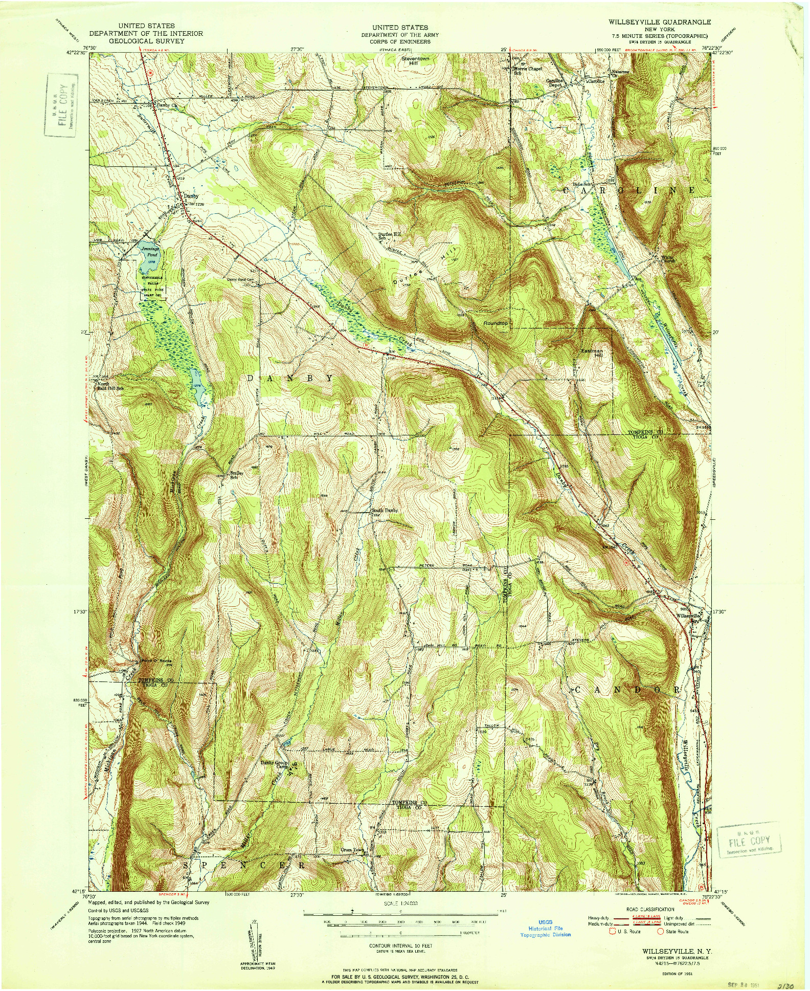 USGS 1:24000-SCALE QUADRANGLE FOR WILLSEYVILLE, NY 1951
