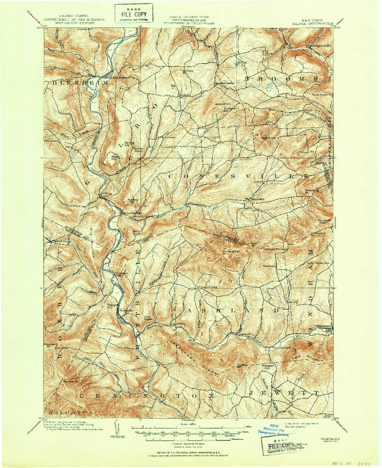 USGS 1:62500-SCALE QUADRANGLE FOR GILBOA, NY 1903